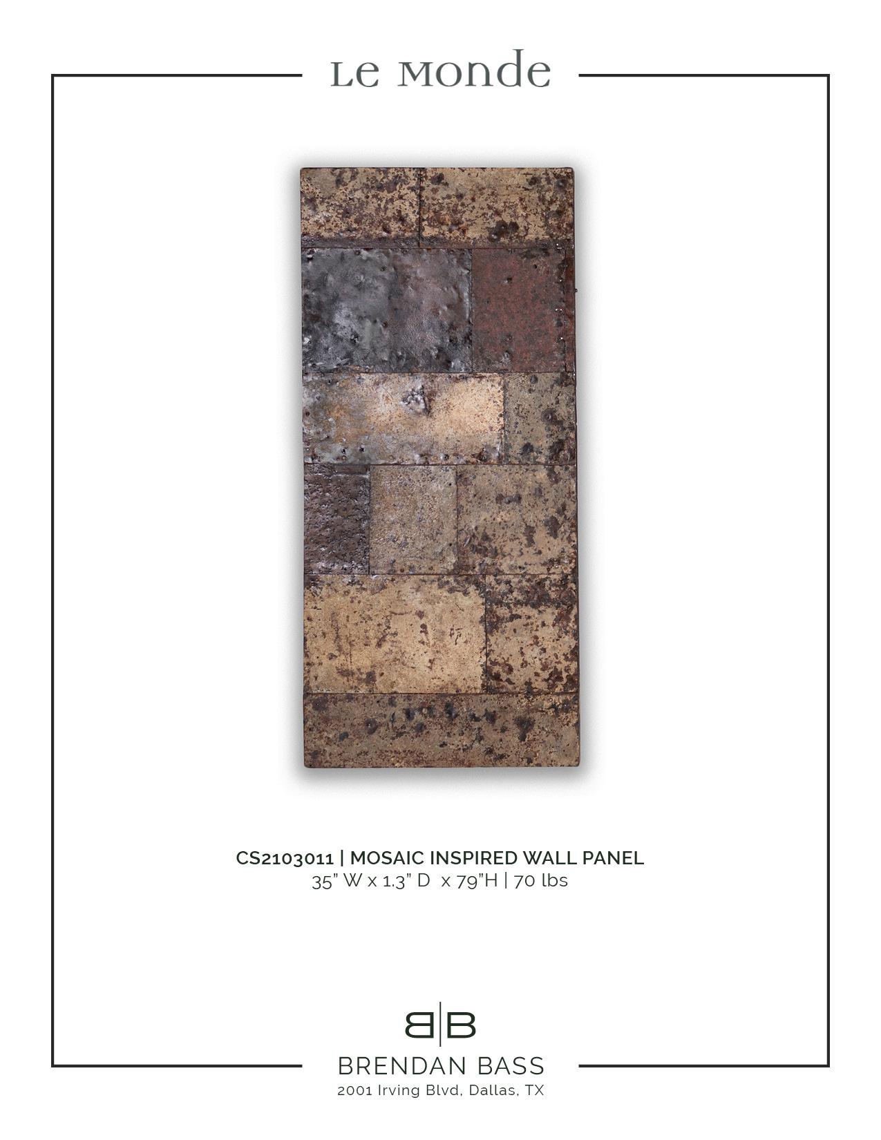 Pannello da parete ispirato al mosaico e realizzato con elementi di tiglio riutilizzati in vendita 1