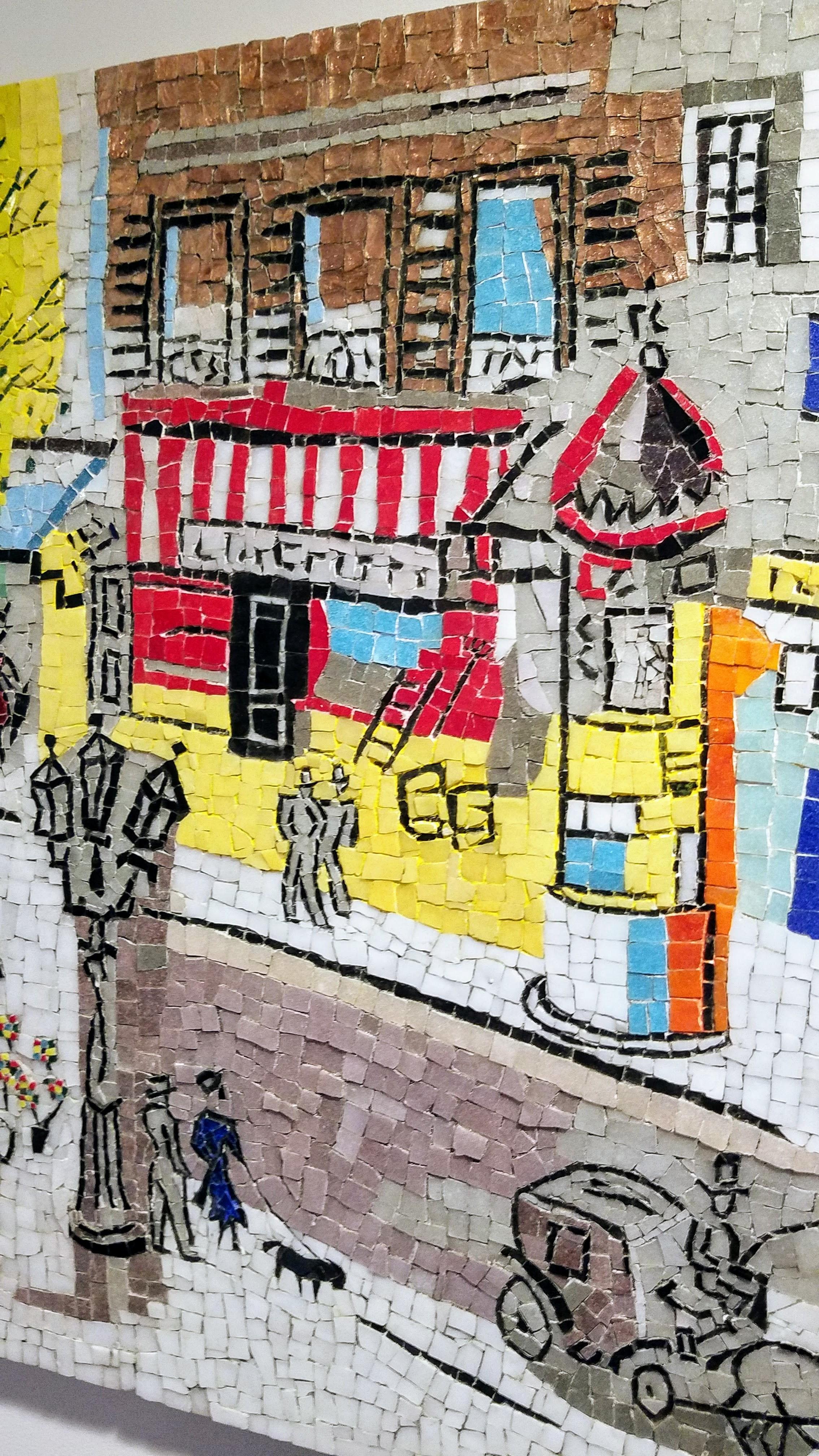 Mid-Century Modern Mosaic of a Jean Dufy Paris Street Scene Watercolor c. 1950 For Sale