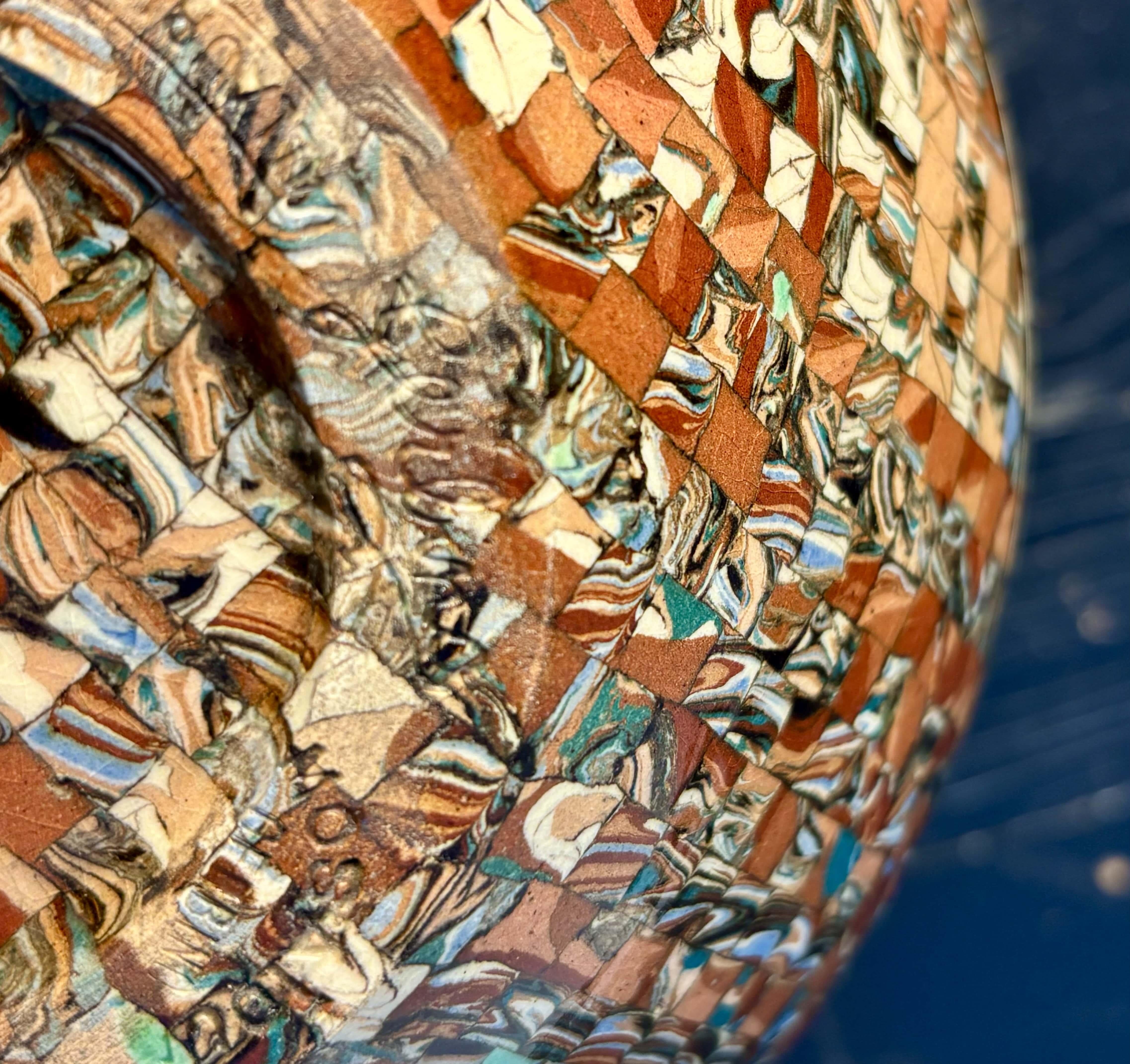 Mosaic Jean Gerbino (1876-1966) Ball Vase With Ears, Circa 1940-1950 For Sale 2