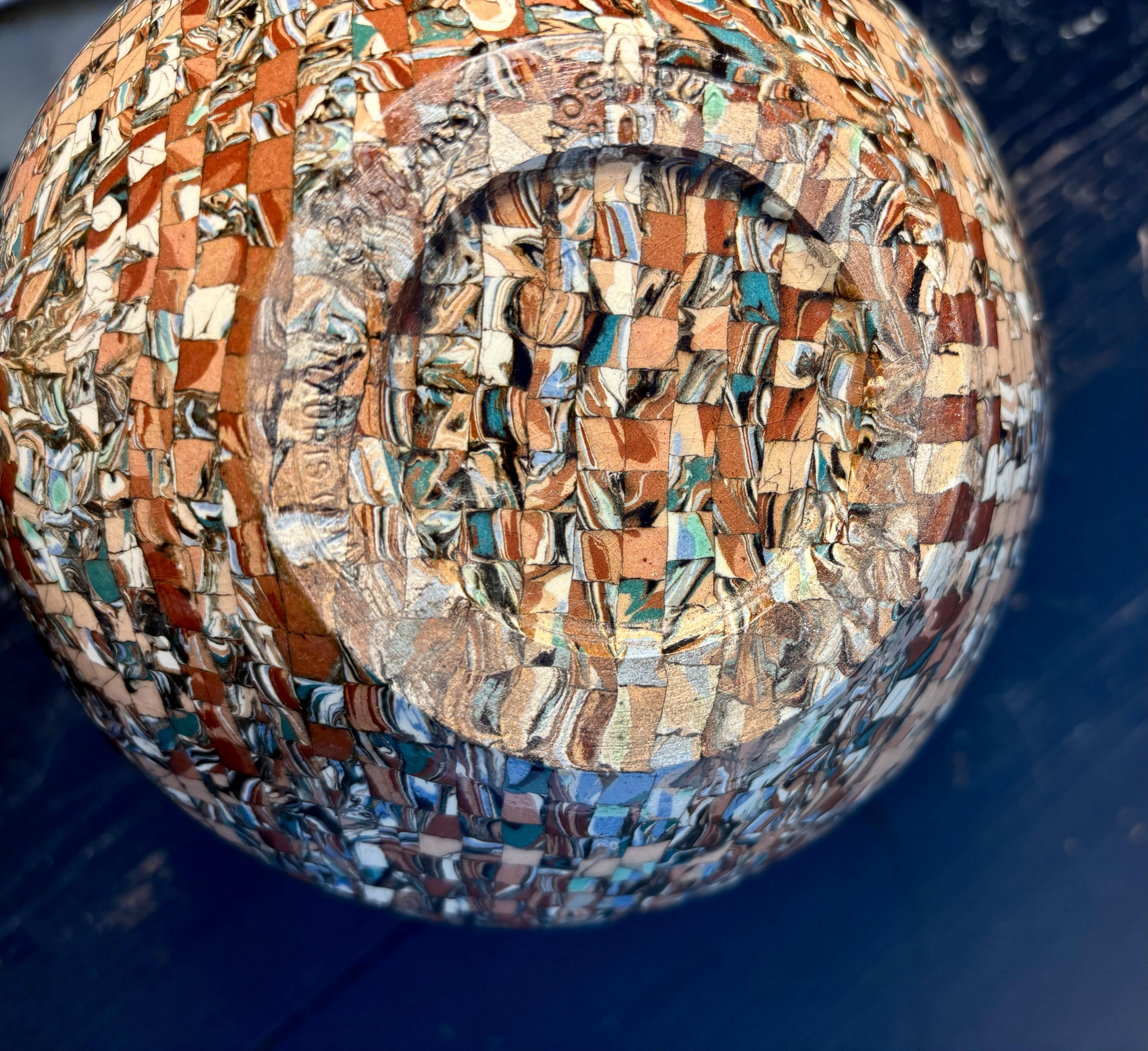 Mosaic Jean Gerbino (1876-1966) Ball Vase With Ears, Circa 1940-1950 For Sale 1