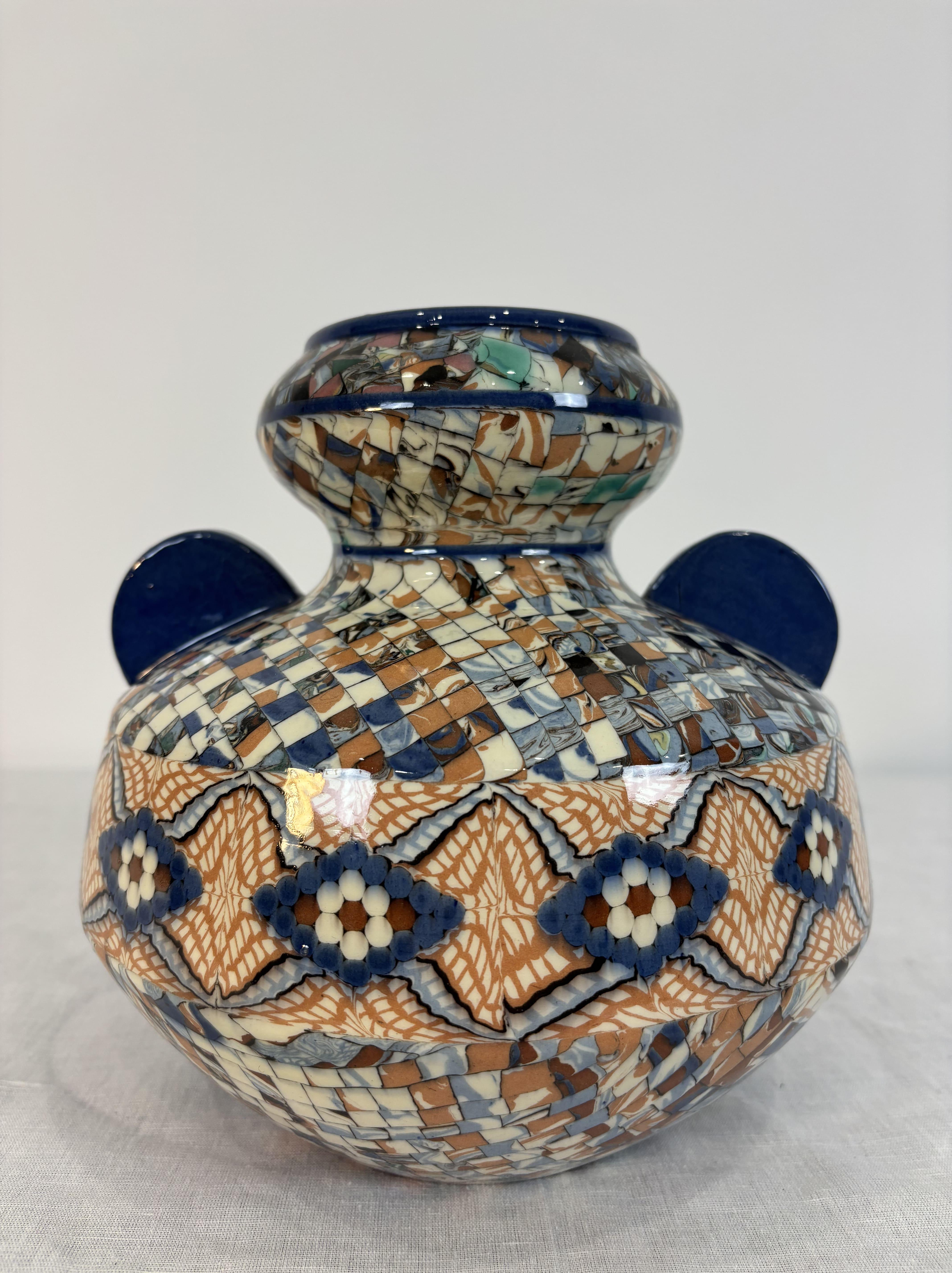 Mosaico Jean Gerbino (1876-1966) Vaso a sfera grande con orecchie, CIRCA 1930 2