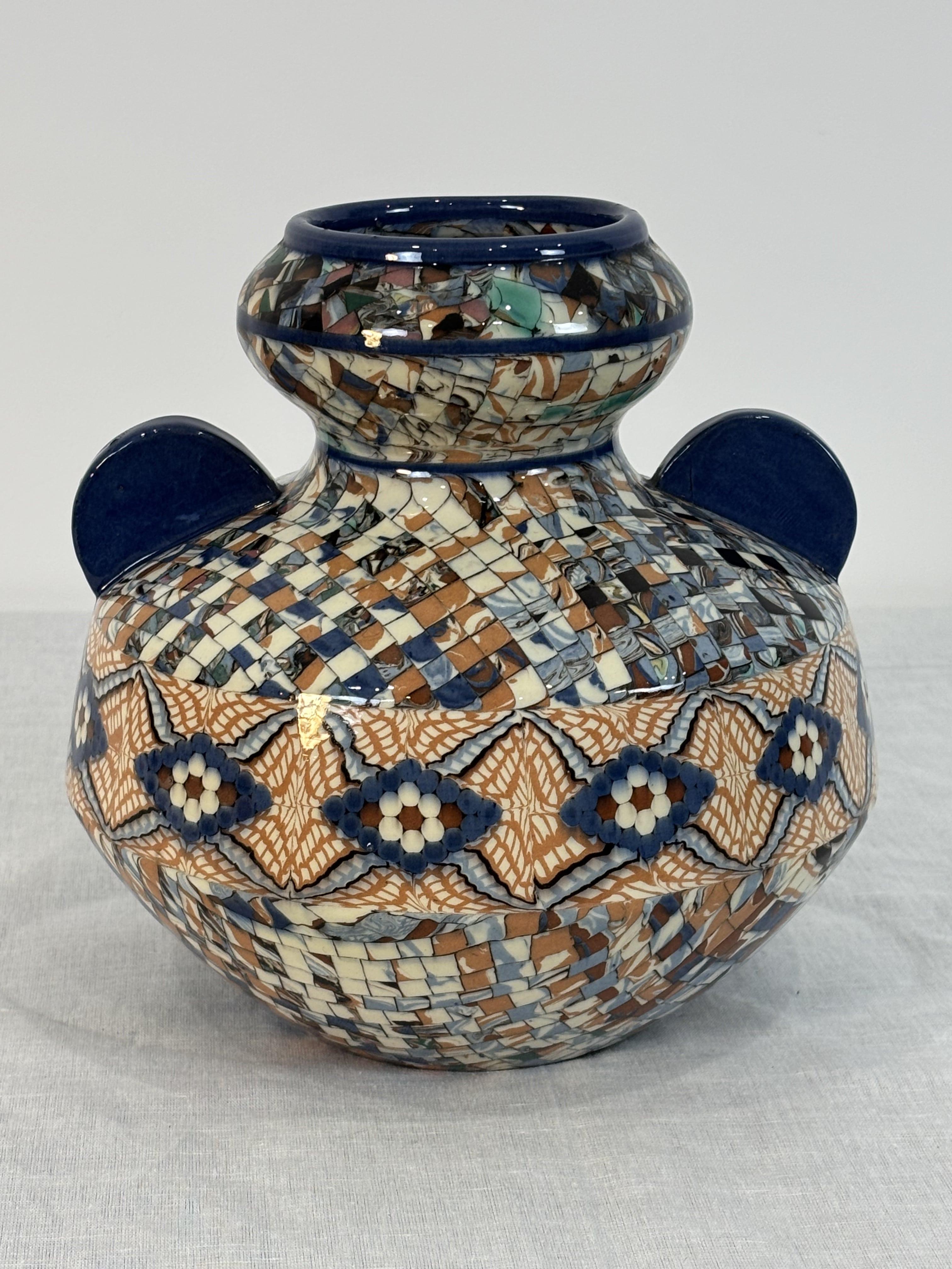 Mosaico Jean Gerbino (1876-1966) Vaso a sfera grande con orecchie, CIRCA 1930 3