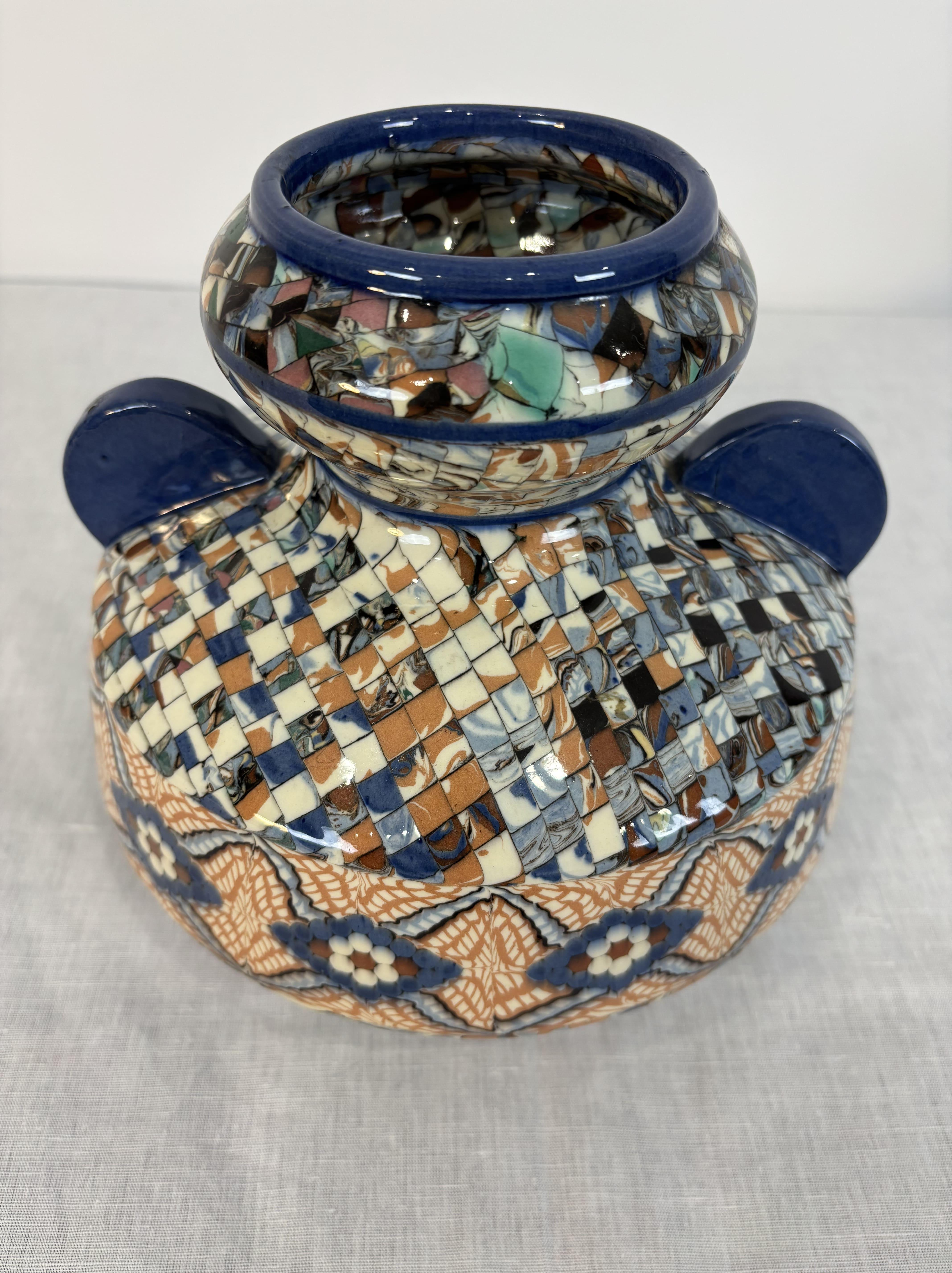 Mosaico Jean Gerbino (1876-1966) Vaso a sfera grande con orecchie, CIRCA 1930 1