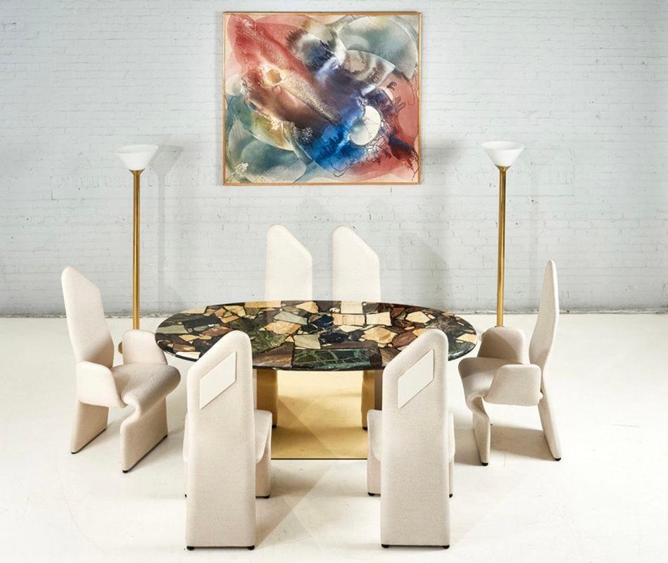 Mosaic Marble and Brass Dining Table, 1970 4