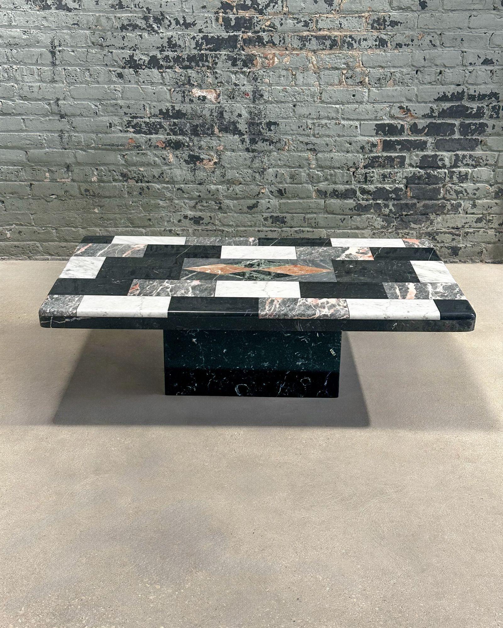 Post-Modern Mosaic Marble Coffee Table, Italy 1970 For Sale