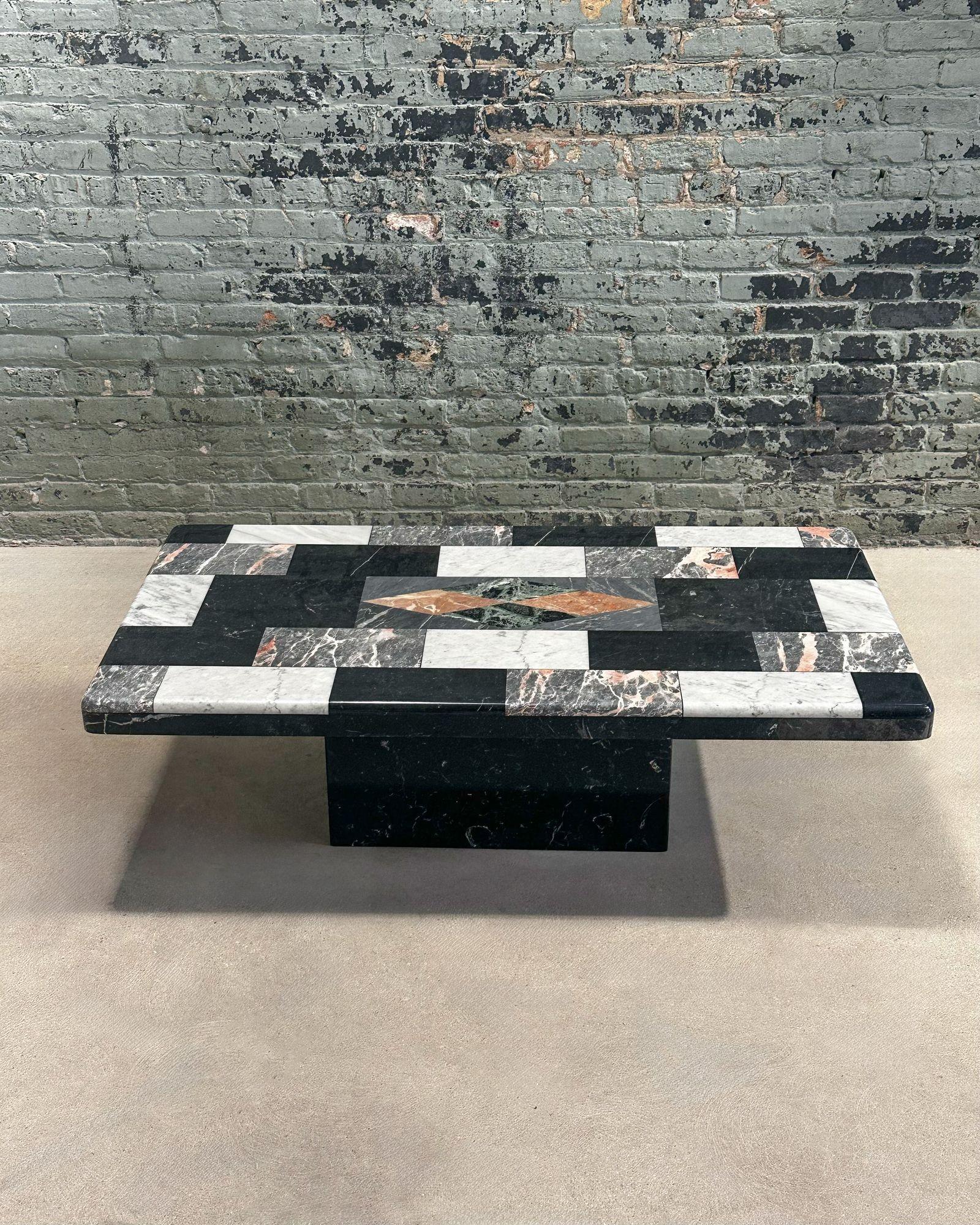 Italian Mosaic Marble Coffee Table, Italy 1970 For Sale