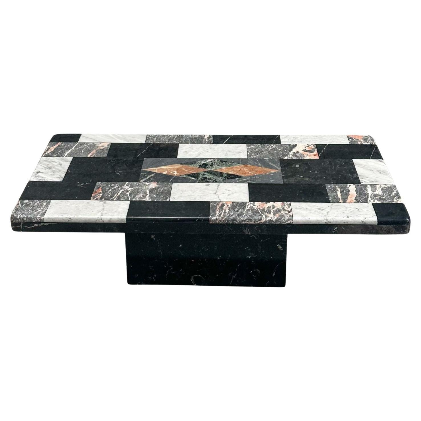 Mosaic Marble Coffee Table, Italy 1970 For Sale