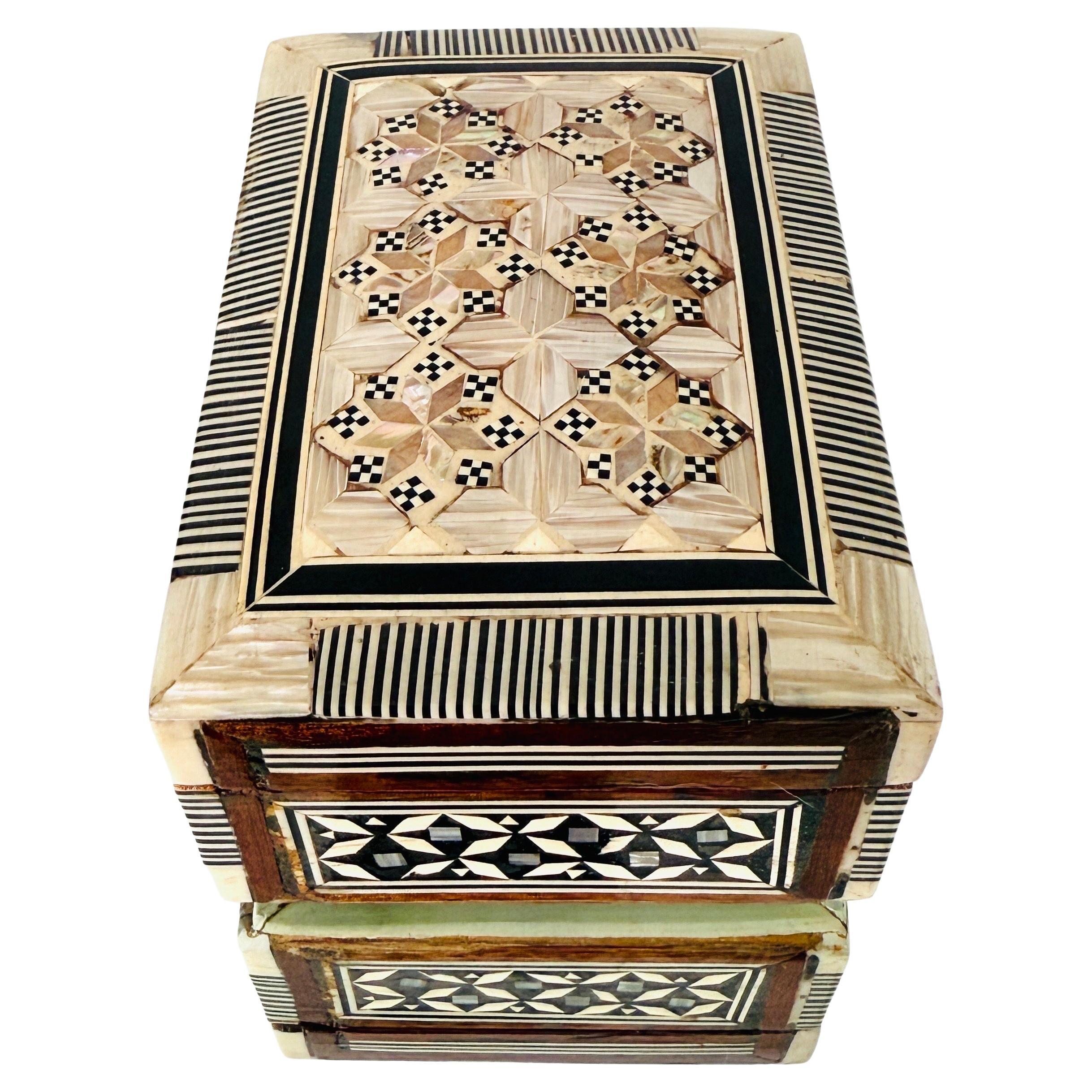 Mosaic Marquetry Box with Mother of Pearl Inlays, Middle East. c. 1960's