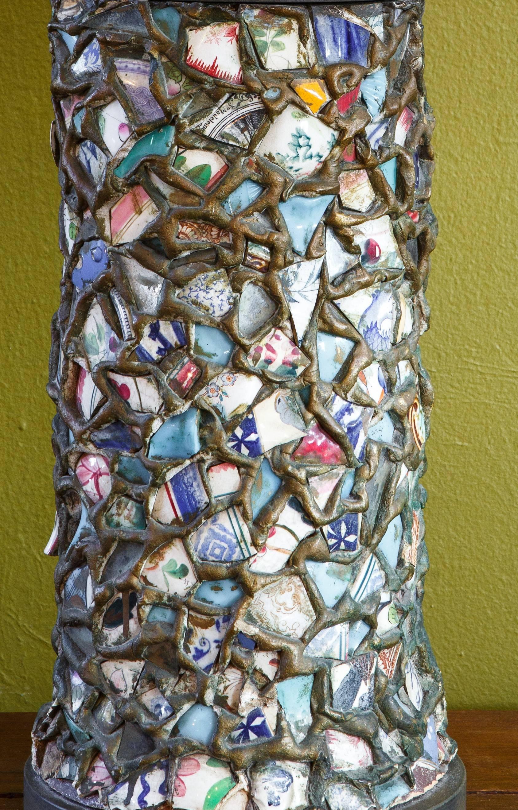 French Mosaic Memory Ware Table Lamp