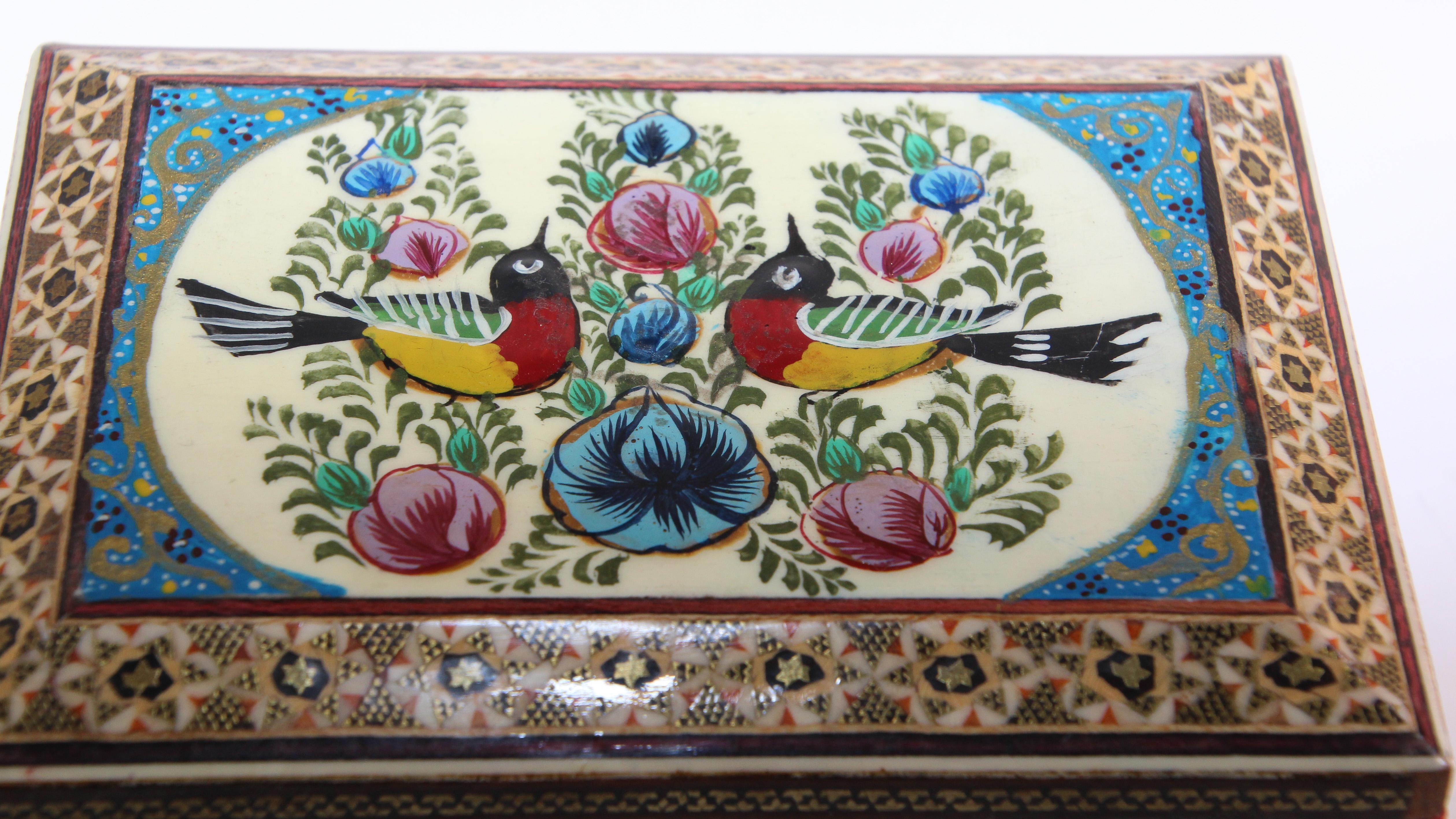 Lebanese Mosaic Middle Eastern Moorish Trinket Box For Sale