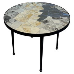 Modern Round Coffee Table with Mirror Top and Metal Base by Ercole Home