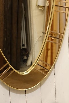 Mosaic Mirrored Frame Midcentury Italian Oval Mirror