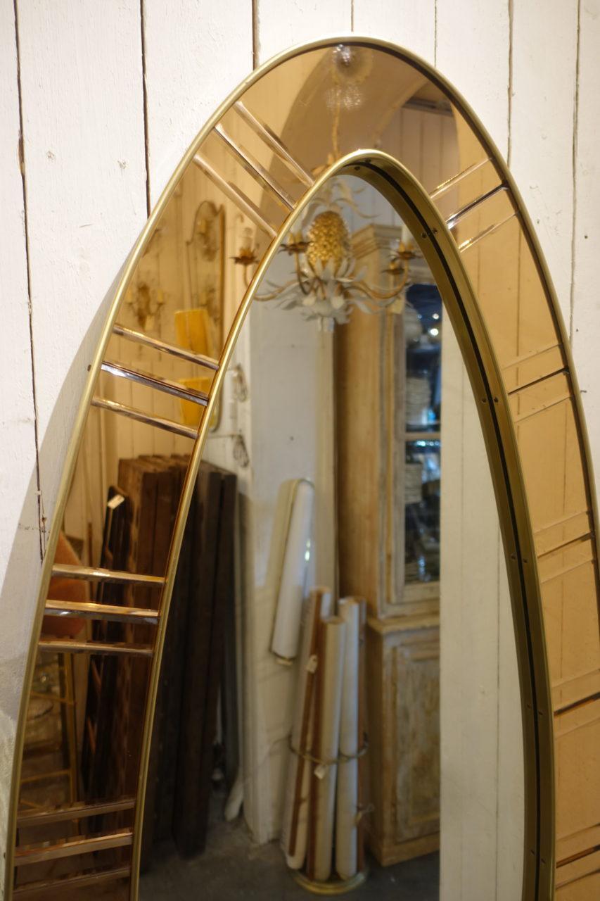 Mosaic Mirrored Frame Midcentury Italian Oval Mirror In Good Condition In Copenhagen K, DK