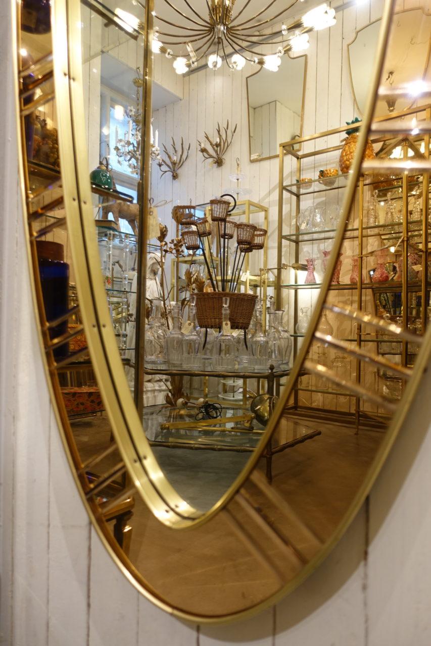20th Century Mosaic Mirrored Frame Midcentury Italian Oval Mirror