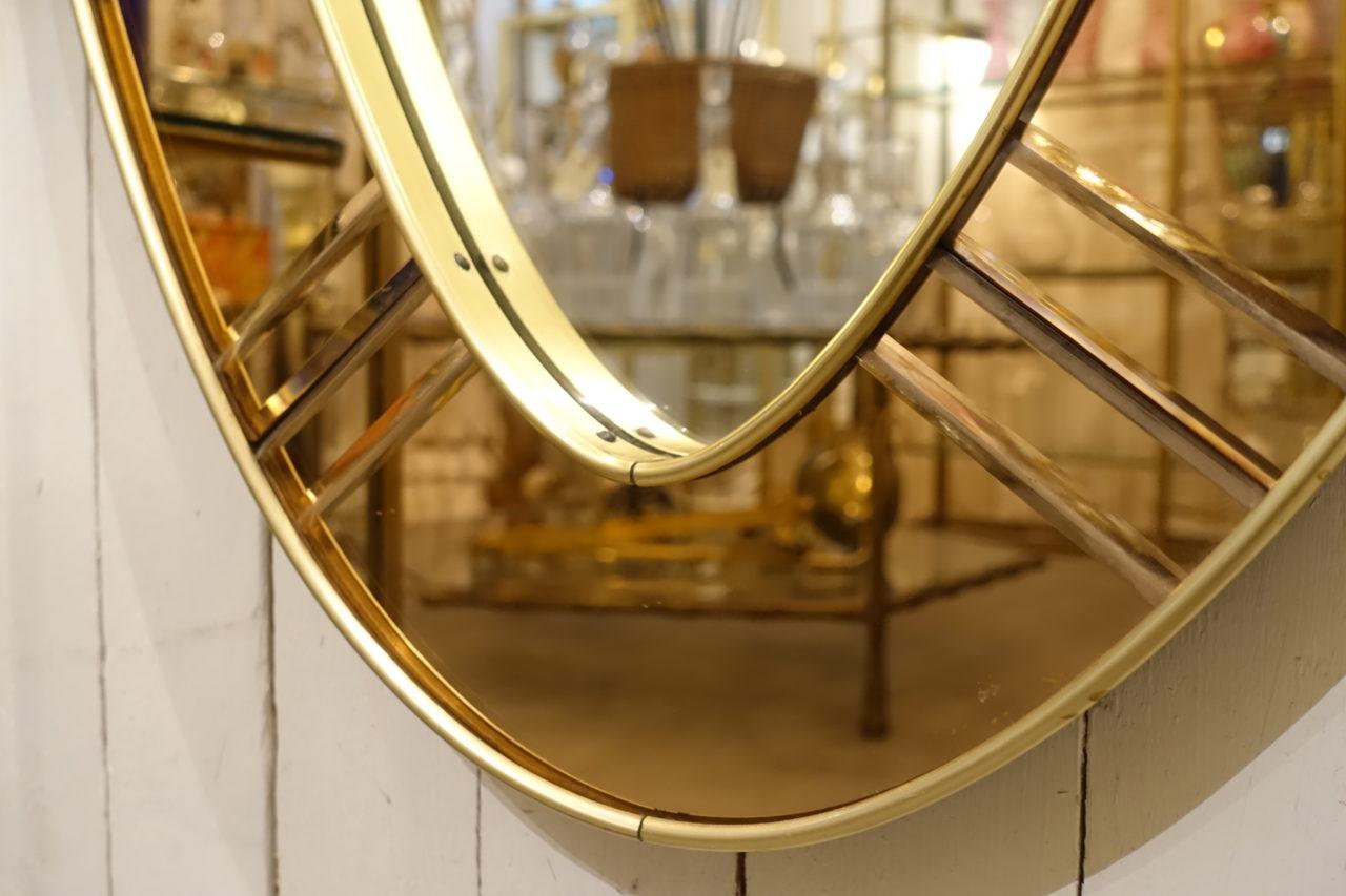 Mosaic Mirrored Frame Midcentury Italian Oval Mirror 2