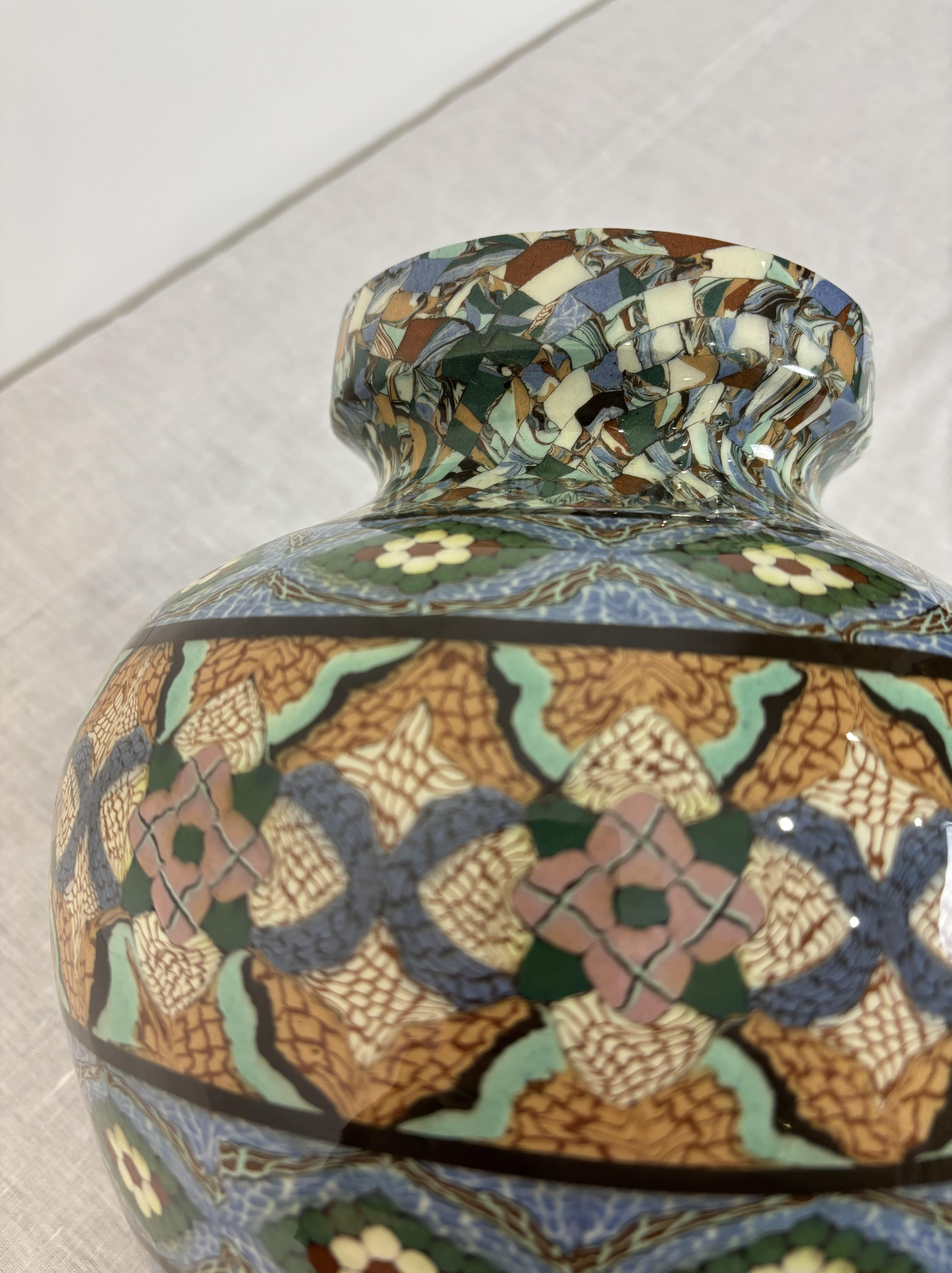 Mosaic Mixed Earthenware Vase By Jean Gerbino (1876-1966) - Vallauris Circa 1960 In Excellent Condition In RUEIL-MALMAISON, FR