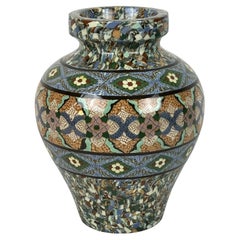 Mosaic Mixed Earthenware Vase By Jean Gerbino (1876-1966) - Vallauris Circa 1960