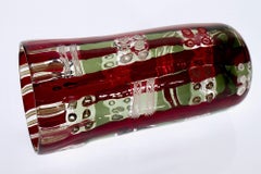 Mosaic Murano Vase with Murrina, Zanfirico and Avventurina in red and gray