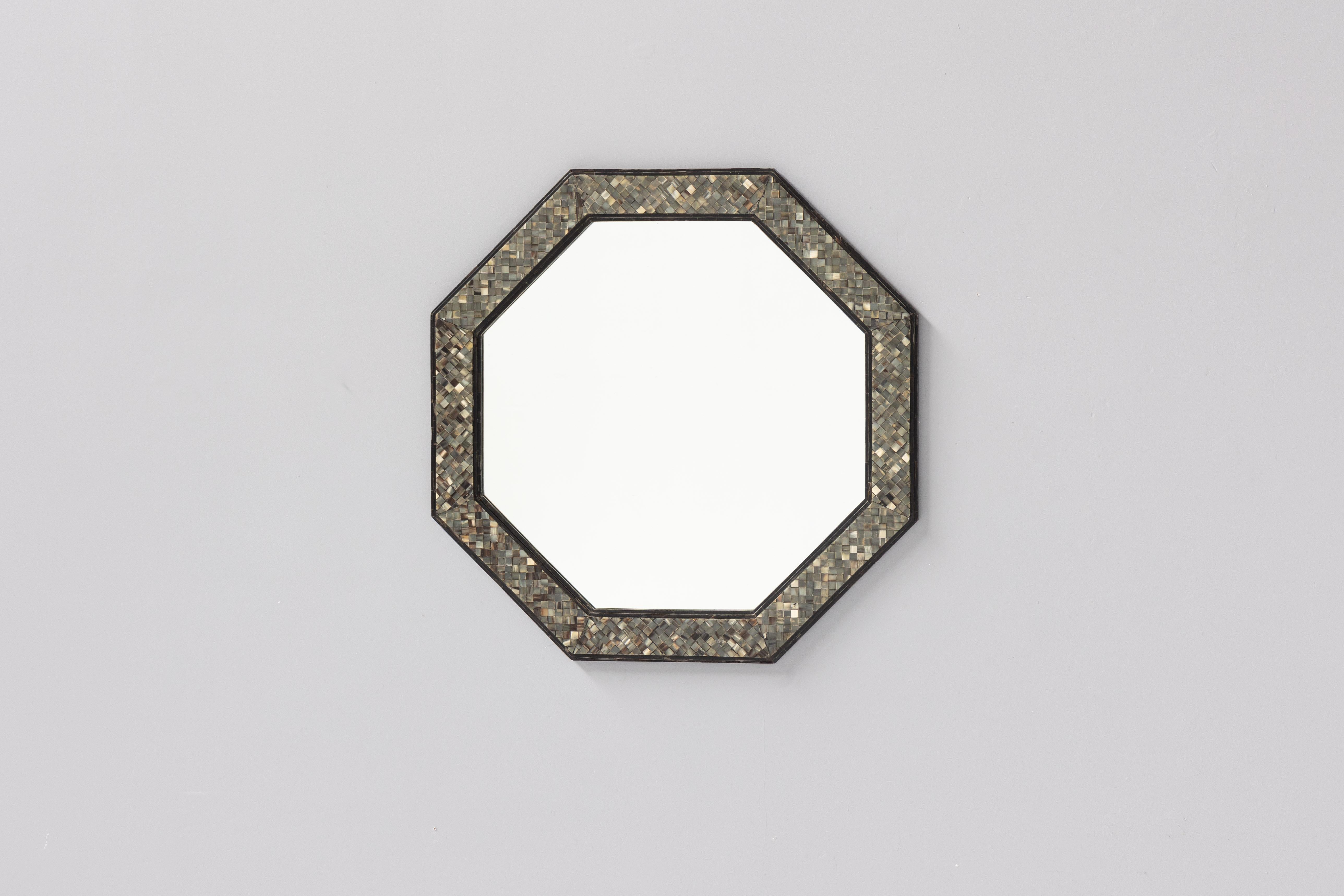 Hollywood Regency Mosaic Octagonal Mirror by Roger Vanhevel, Belgium, 1970s For Sale