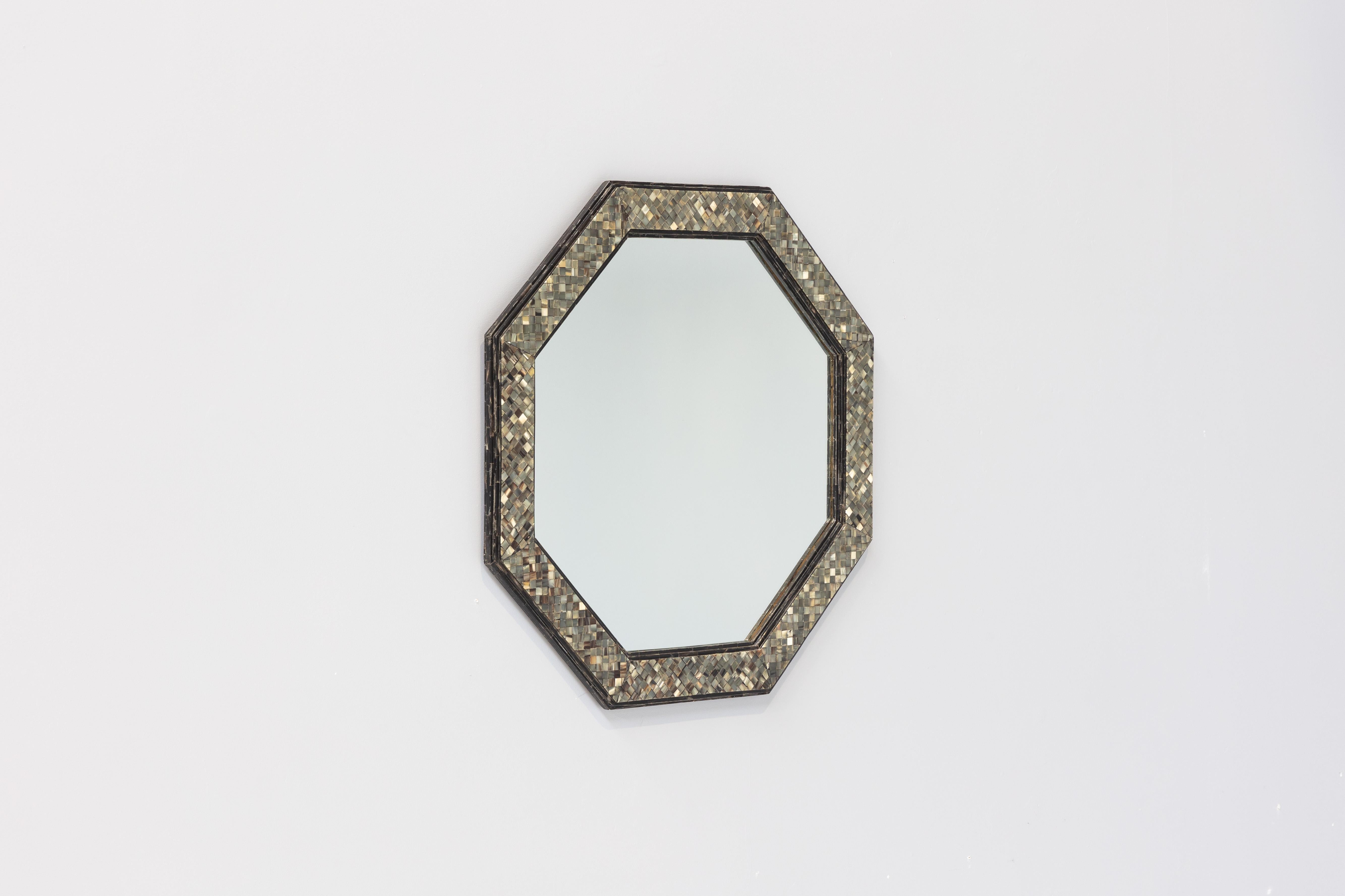 Belgian Mosaic Octagonal Mirror by Roger Vanhevel, Belgium, 1970s For Sale