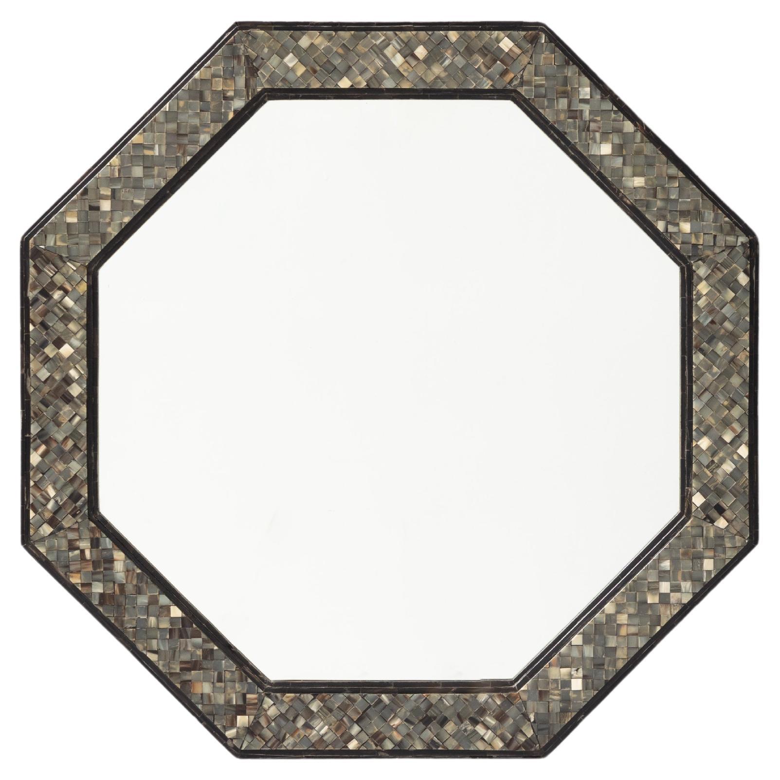 Espejo octogonal de mosaico de Roger Vanhevel, Bélgica, años 70
