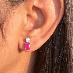 Pendientes de rubí facetado con piedra de nacimiento de julio para regalo de novia en plata 925