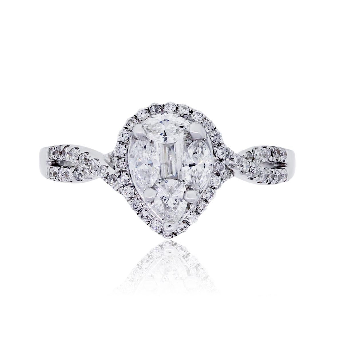 Bague de fiançailles en mosaïque diamant poire en vente 3