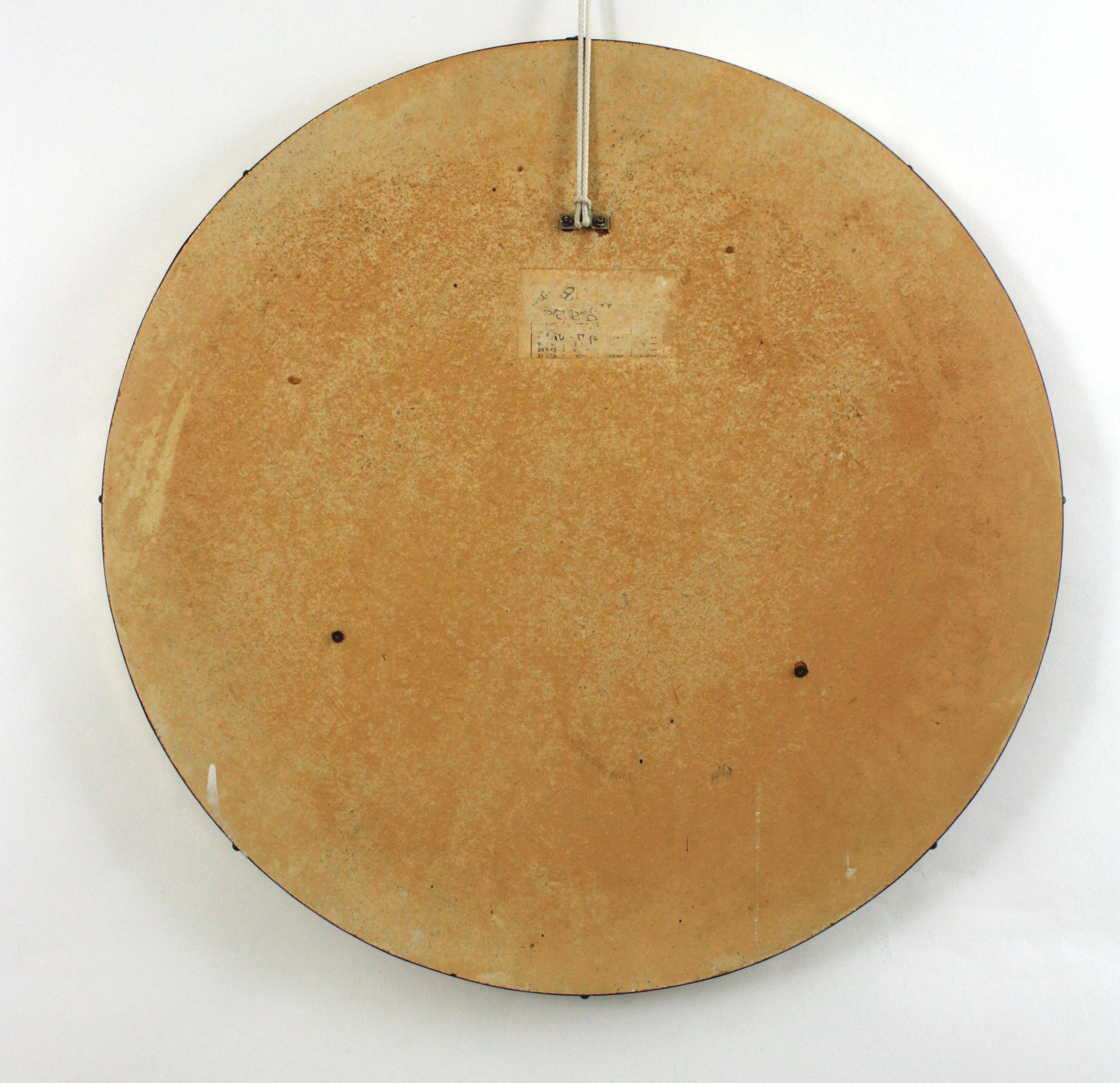 Mosaic Round Wall Mirror with Golden and Garnet Glass Tiles Frame, 1960 en venta 7