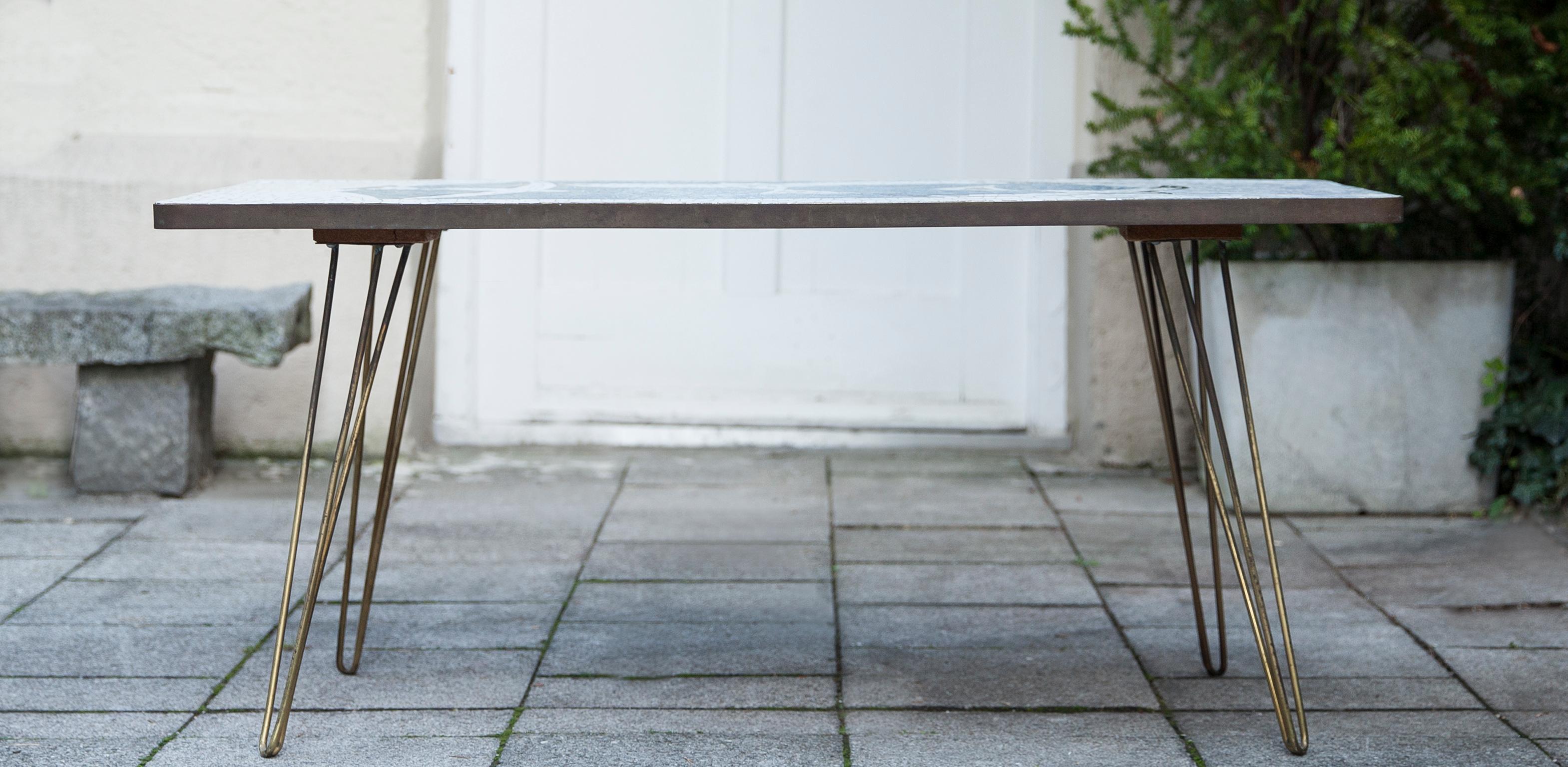 Mid-Century Modern Mosaic Seagull Coffee Table