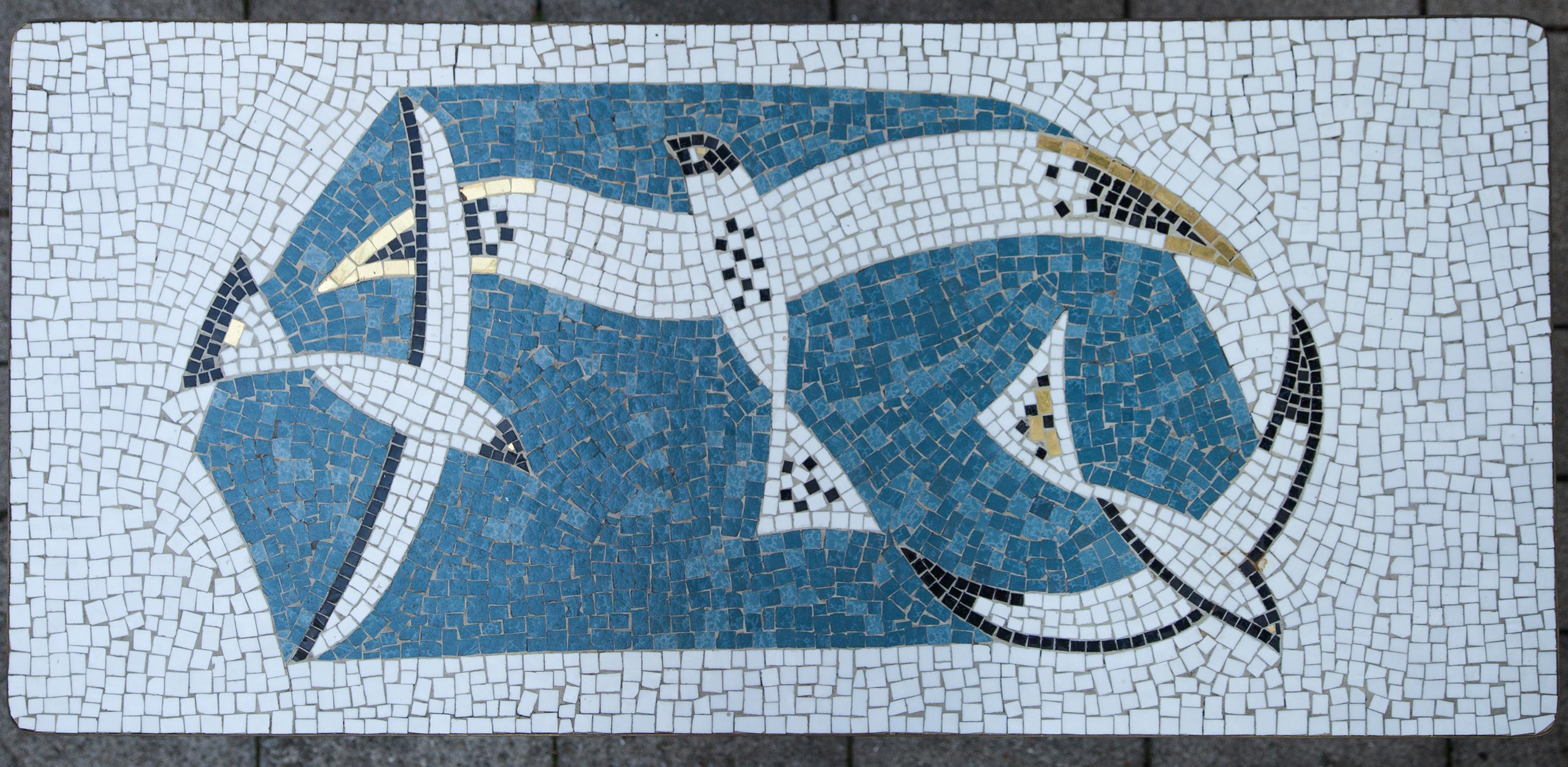 Mid-20th Century Mosaic Seagull Coffee Table
