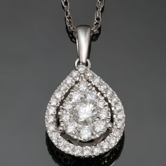 Mosaic Setting Diamond Pendant White Gold Necklace