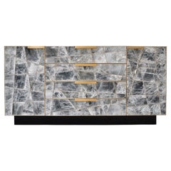 Mosaic Sideboard in Selenite and Bronze By Newell Design Studio