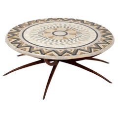 Mosaic Stone and Teak Table, 1970s