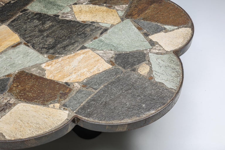 Mid-20th Century Mosaic Stone Flower Shaped Coffee Table, Mid-Century Modern, Italy, 1950's