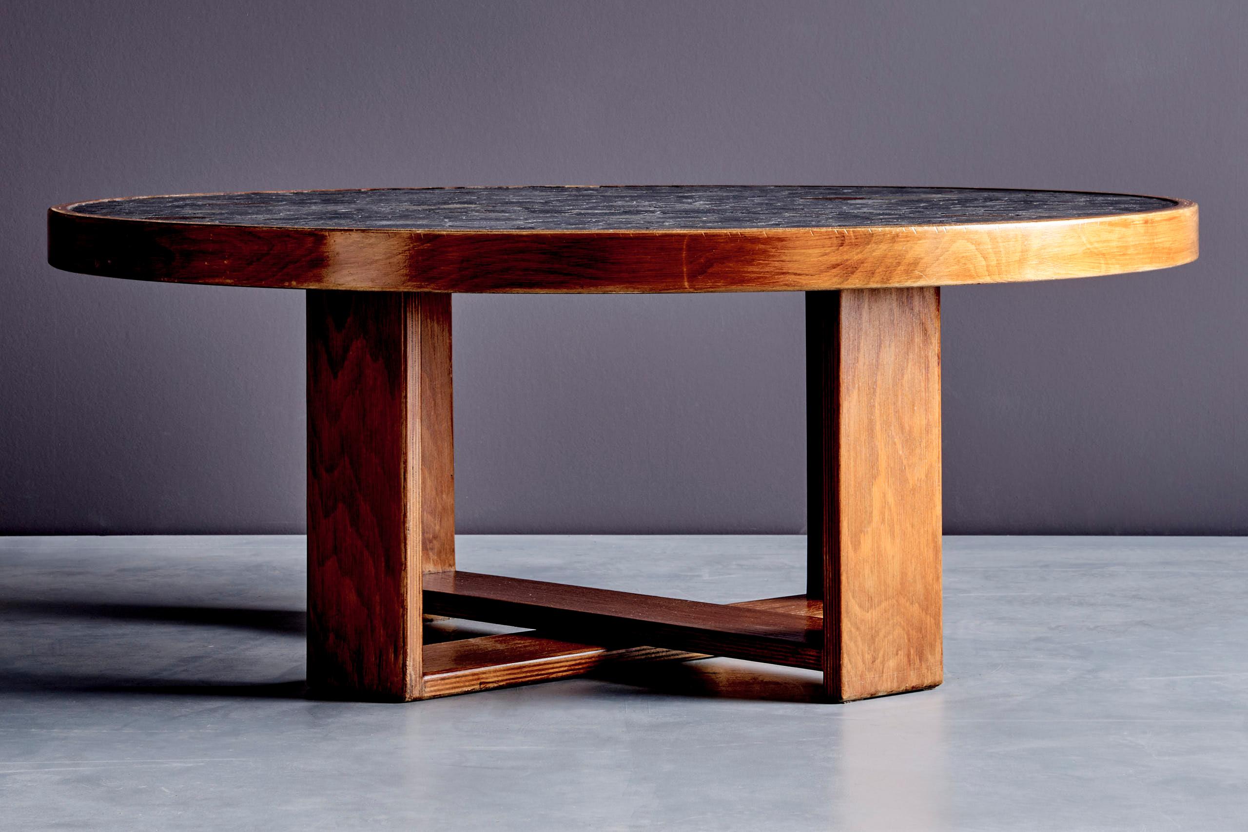 Mesa de centro con tapa de mosaico de piedra de Heinz Lilienthal Alemania, años 70 finales del siglo XX en venta
