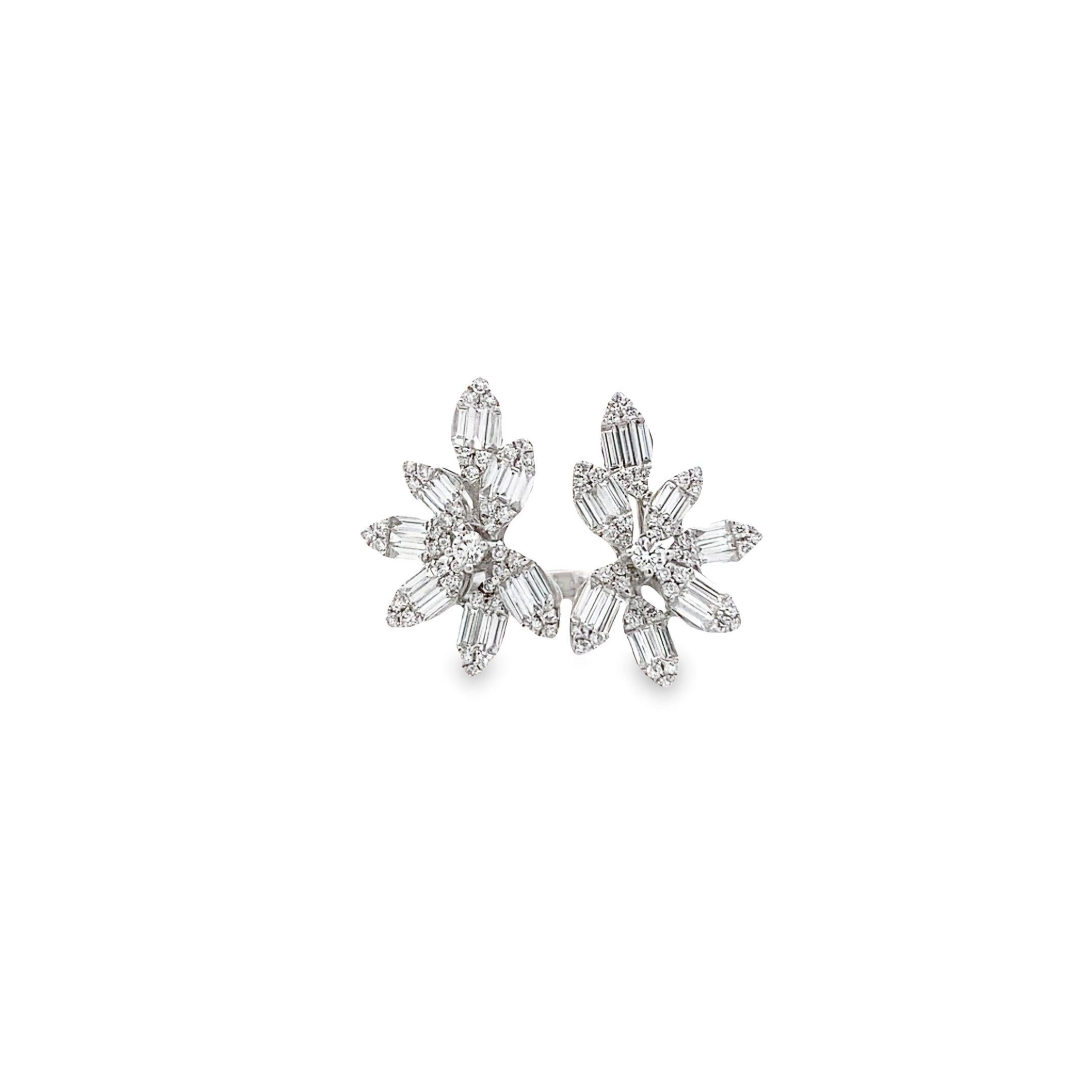 Baguette Cut Maurice Fine Jewelry - Mosaic Style Diamond Double Star Burst For Sale