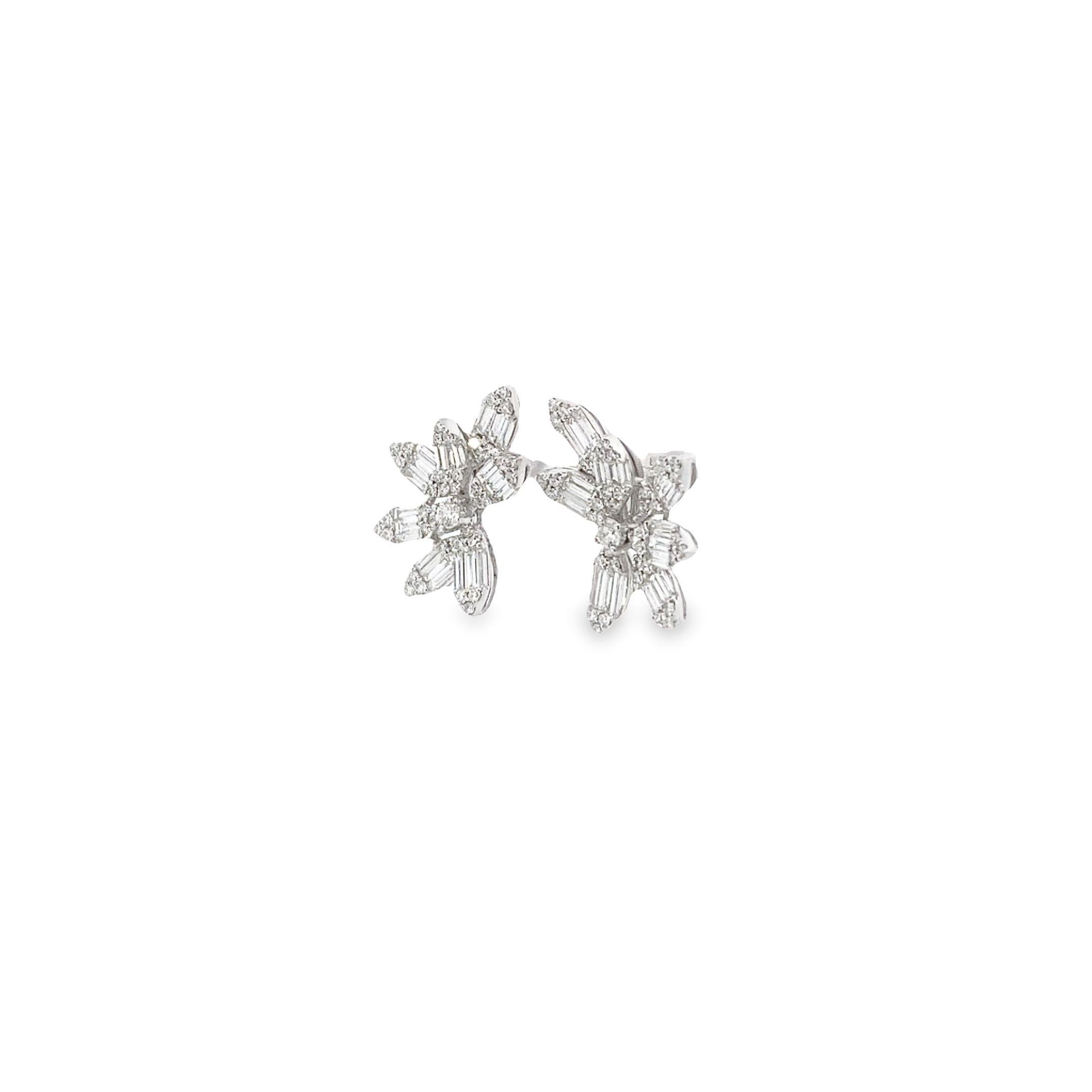 Baguette Cut Maurice Fine Jewelry - Mosaic Style Diamond Earrings For Sale