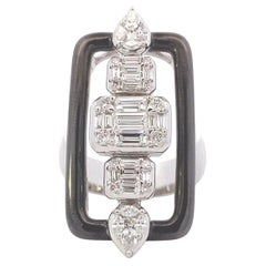 Maurice Fine Jewelry - Mosaic Style Diamond Ring and Black Enamel