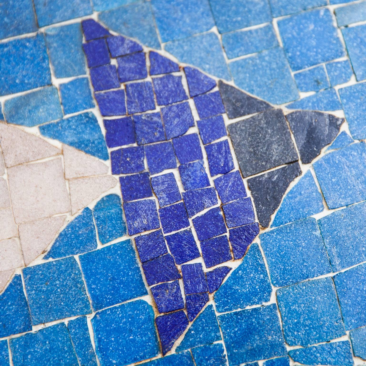Mosaic Table Blue Ocean by Berthold Muller, Germany, 1950s (Deutsch)