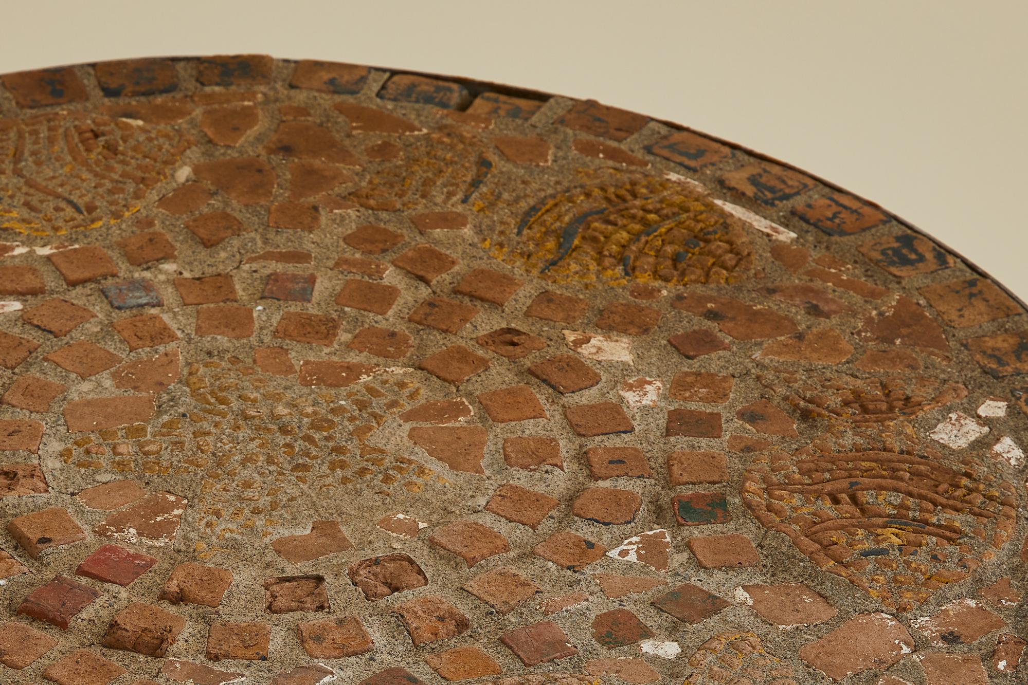 Mosaic Table Top with Modernist Iron Base In Fair Condition For Sale In Brooklyn, NY