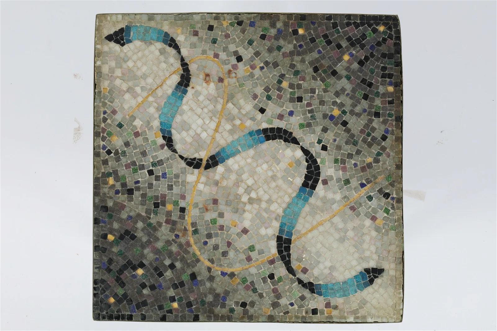 Mosaic tile side table by Genaro Alvarez. Signed: 