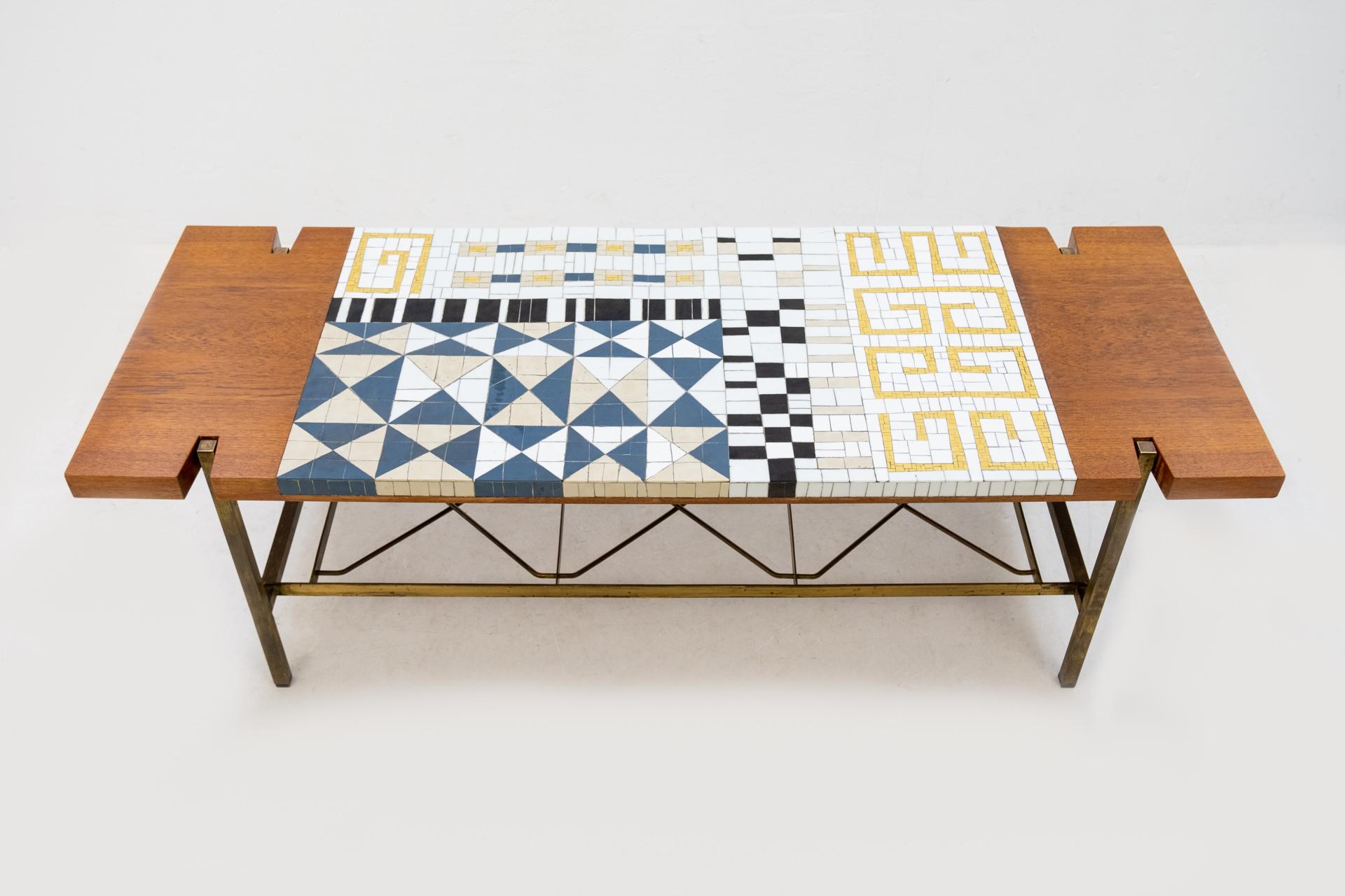 Mosaic Tile and Teak Coffee Table, 1950s 6