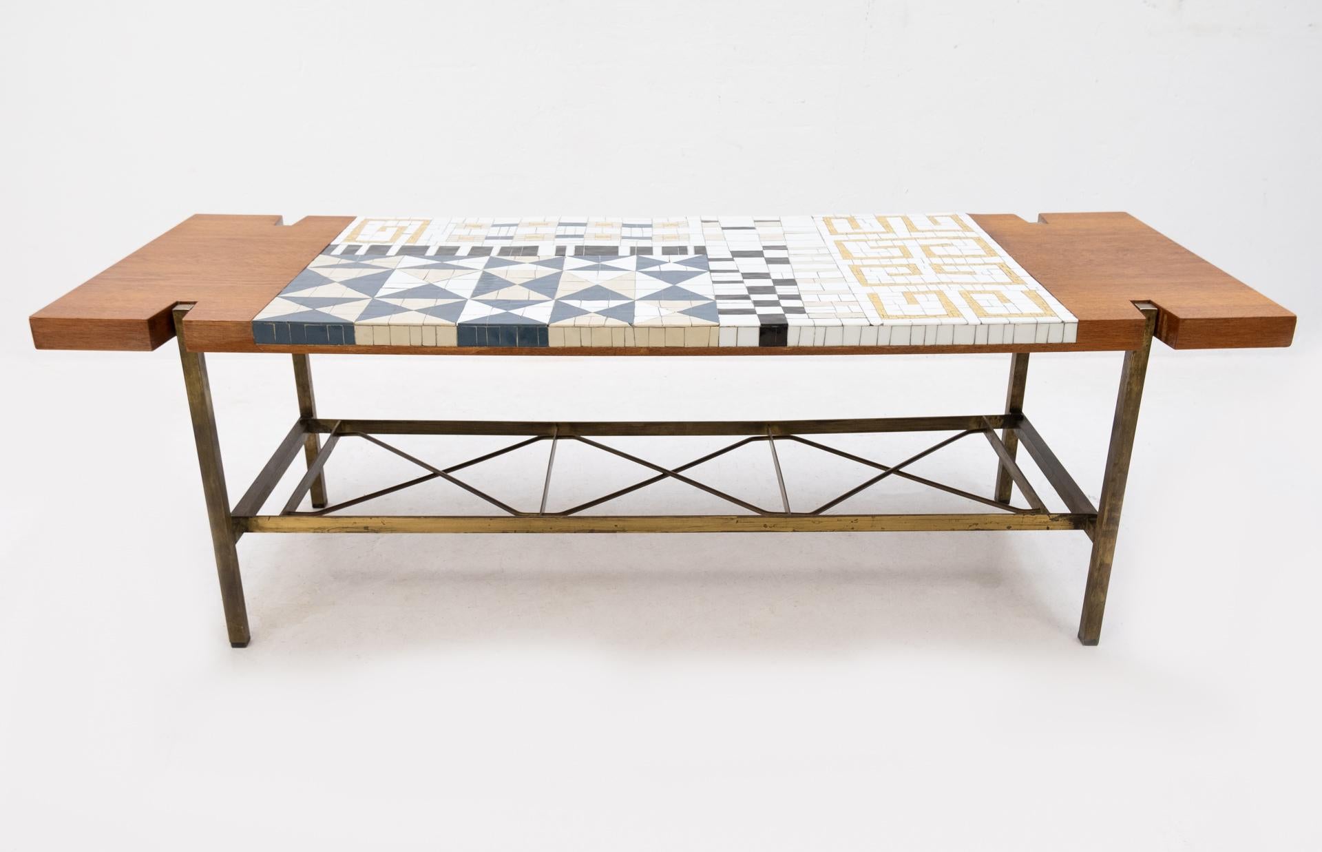 Mosaic Tile and Teak Coffee Table, 1950s 8