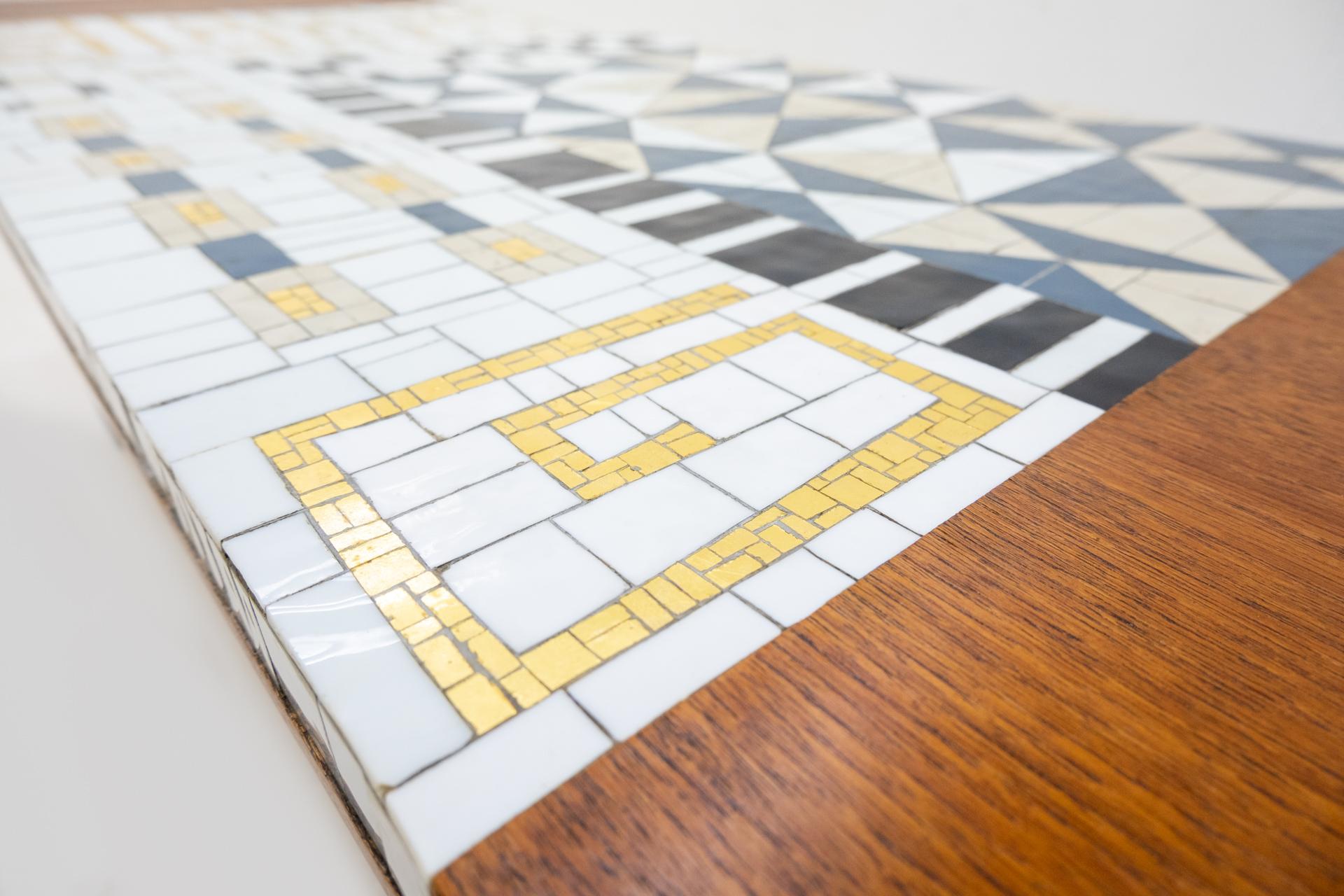 German Mosaic Tile and Teak Coffee Table, 1950s