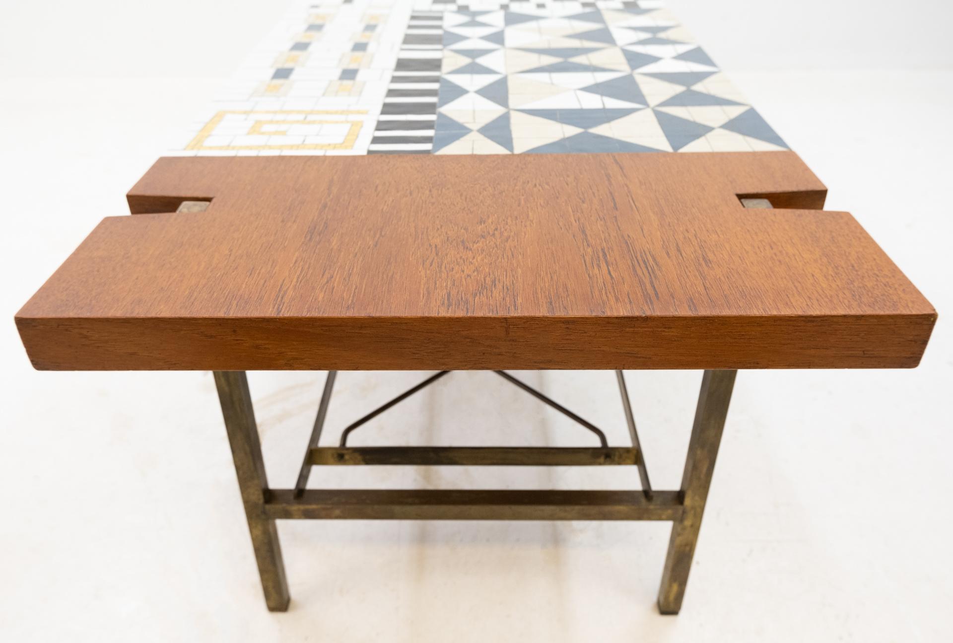 Mosaic Tile and Teak Coffee Table, 1950s 1