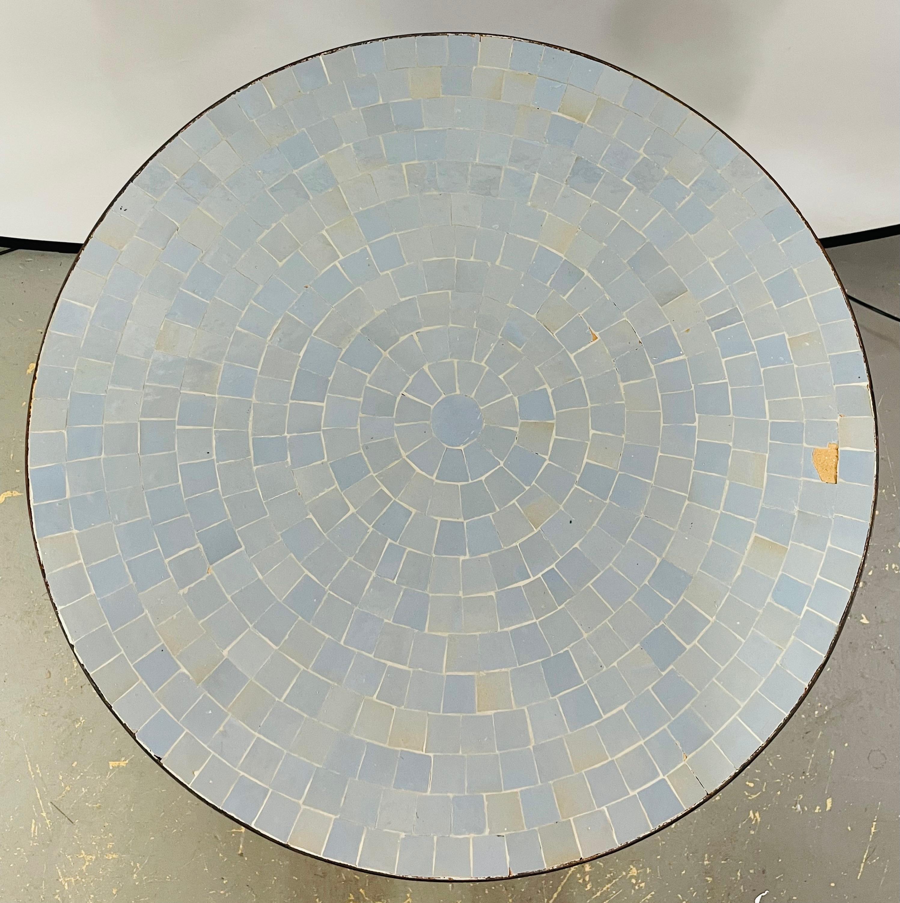 Wrought Iron Mosaic Tile Bistro Style Round Table