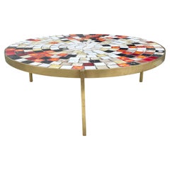 Vintage Mosaic Tile & Brass Mid-Century Cocktail Table by Mosaic House