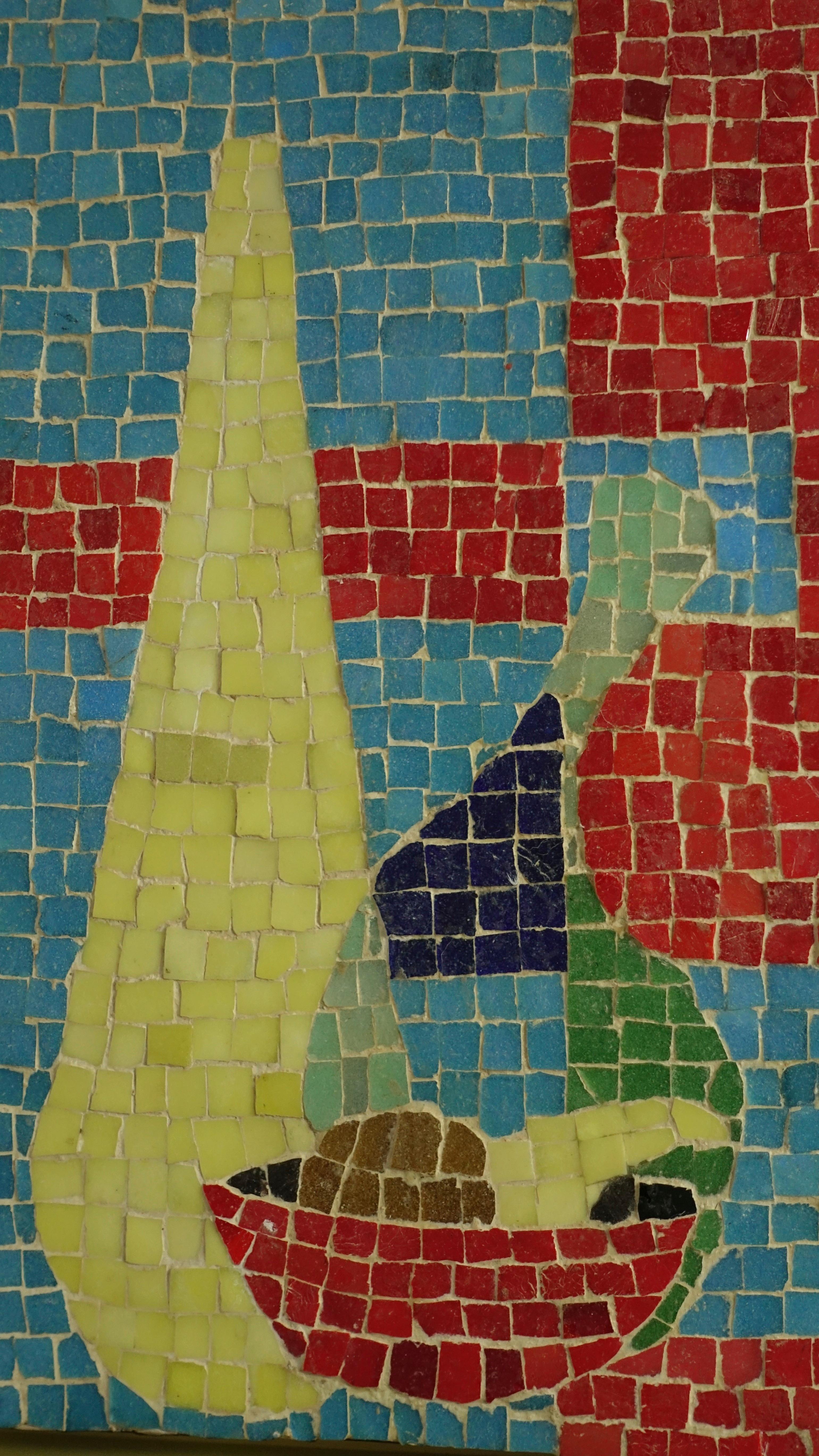Mid-Century Modern Mosaic Tile Still Life Mounted on Panel, 1950s-1960s
