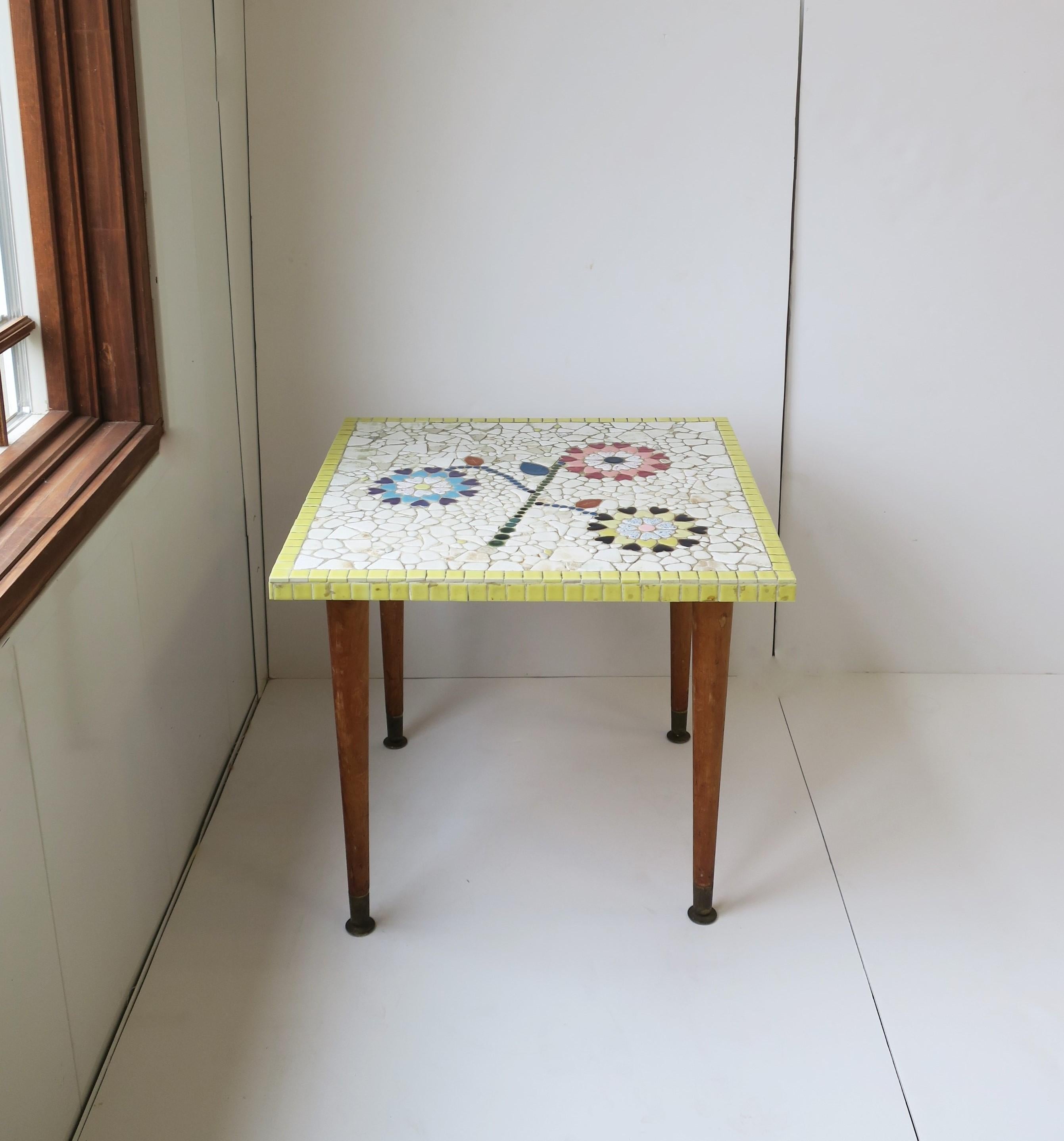 Ceramic Mosaic Tile Top End Table, circa 1960s For Sale