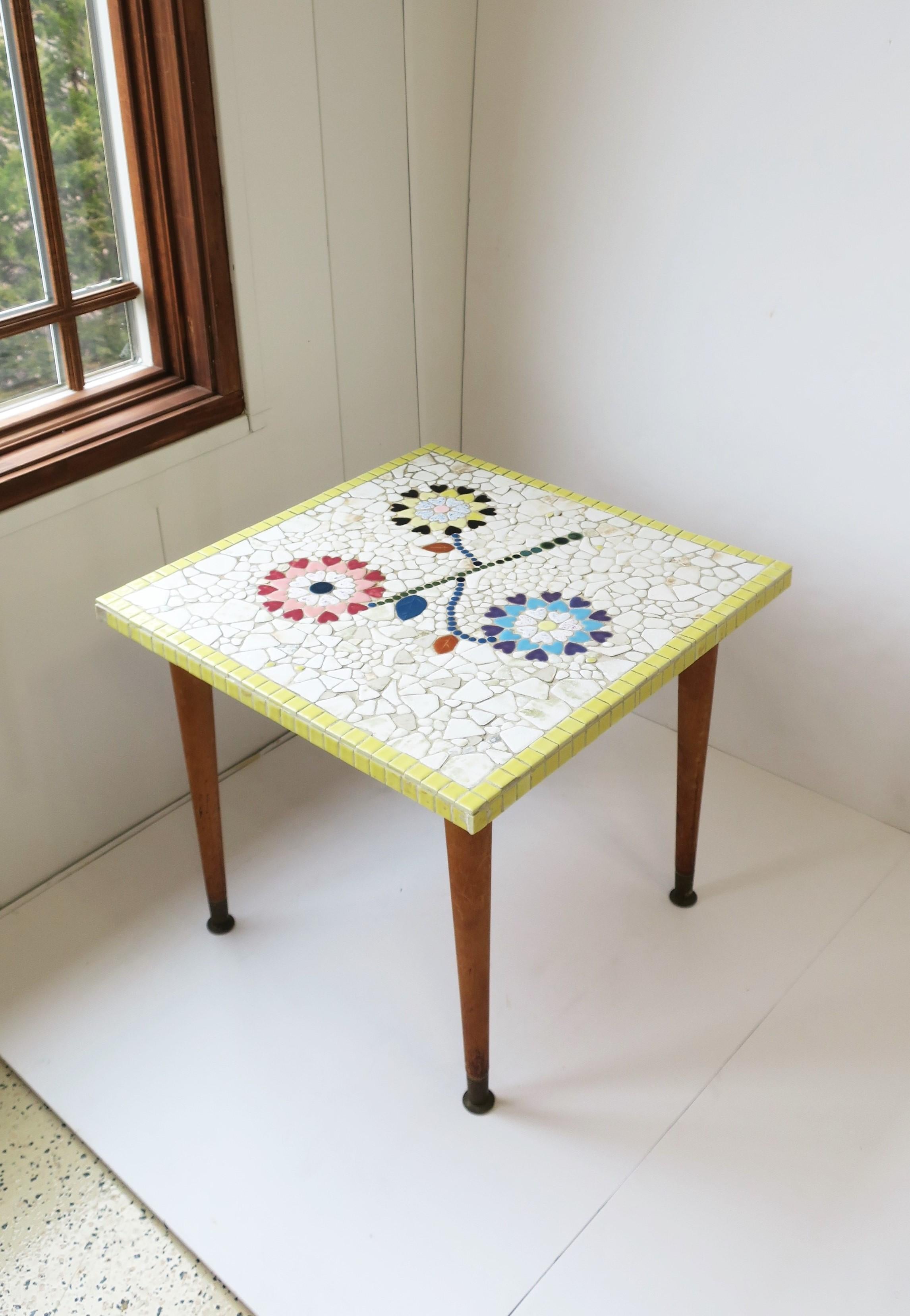 Mosaic Tile Top End Table, circa 1960s In Good Condition For Sale In New York, NY